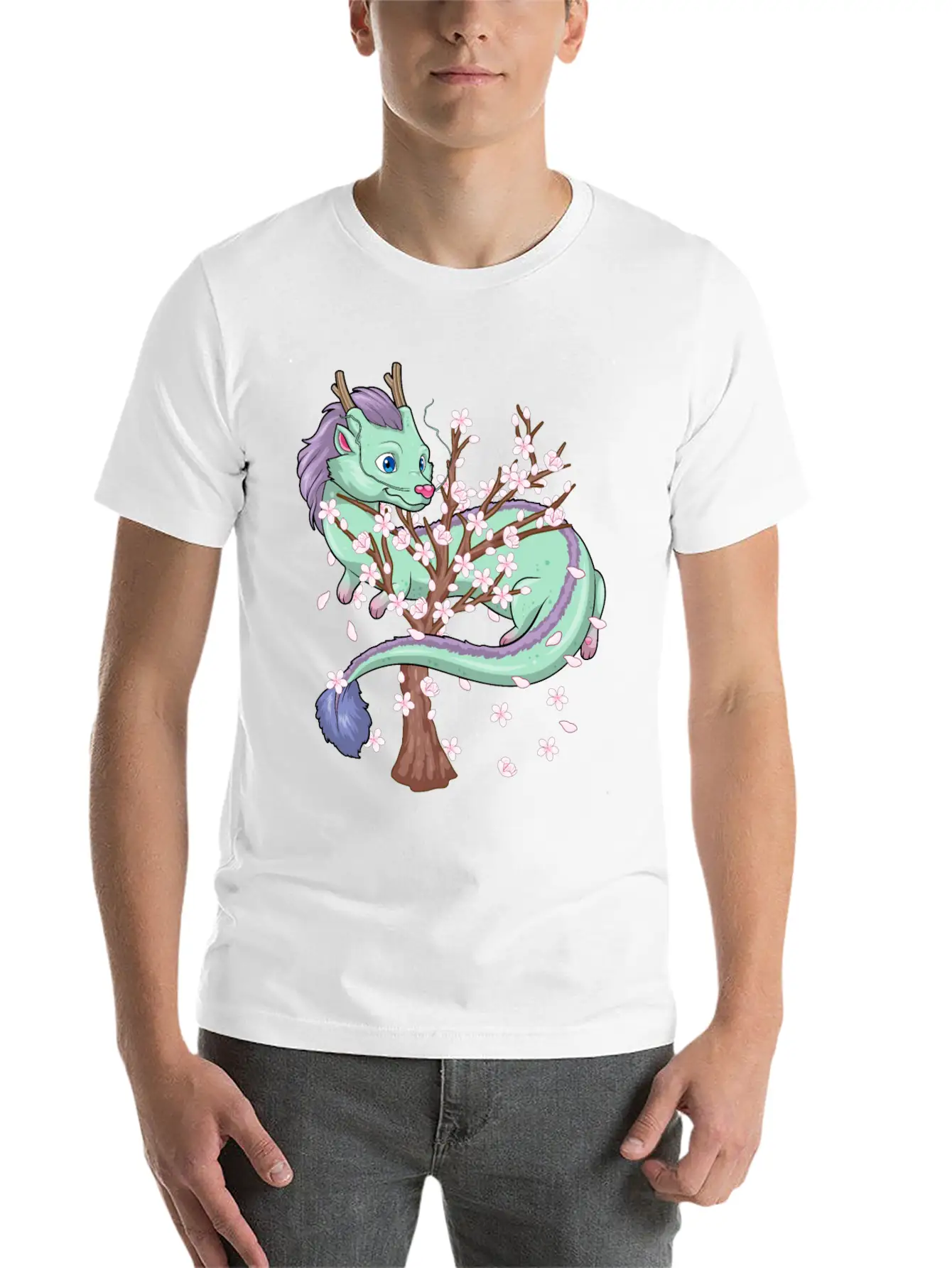 Japanese Sakura Dragon Cherry Blossom Sakura Flowe Classic Cotton Tee – Unisex Comfort For Any Season