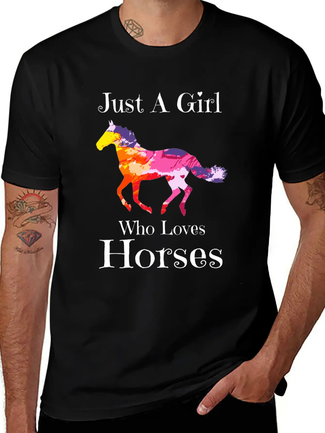 Just A Girl Who Loves Horses Horse Riding Girls Te Casual Graphic T-Shirt – Simple And Comfortable Daily Wear
