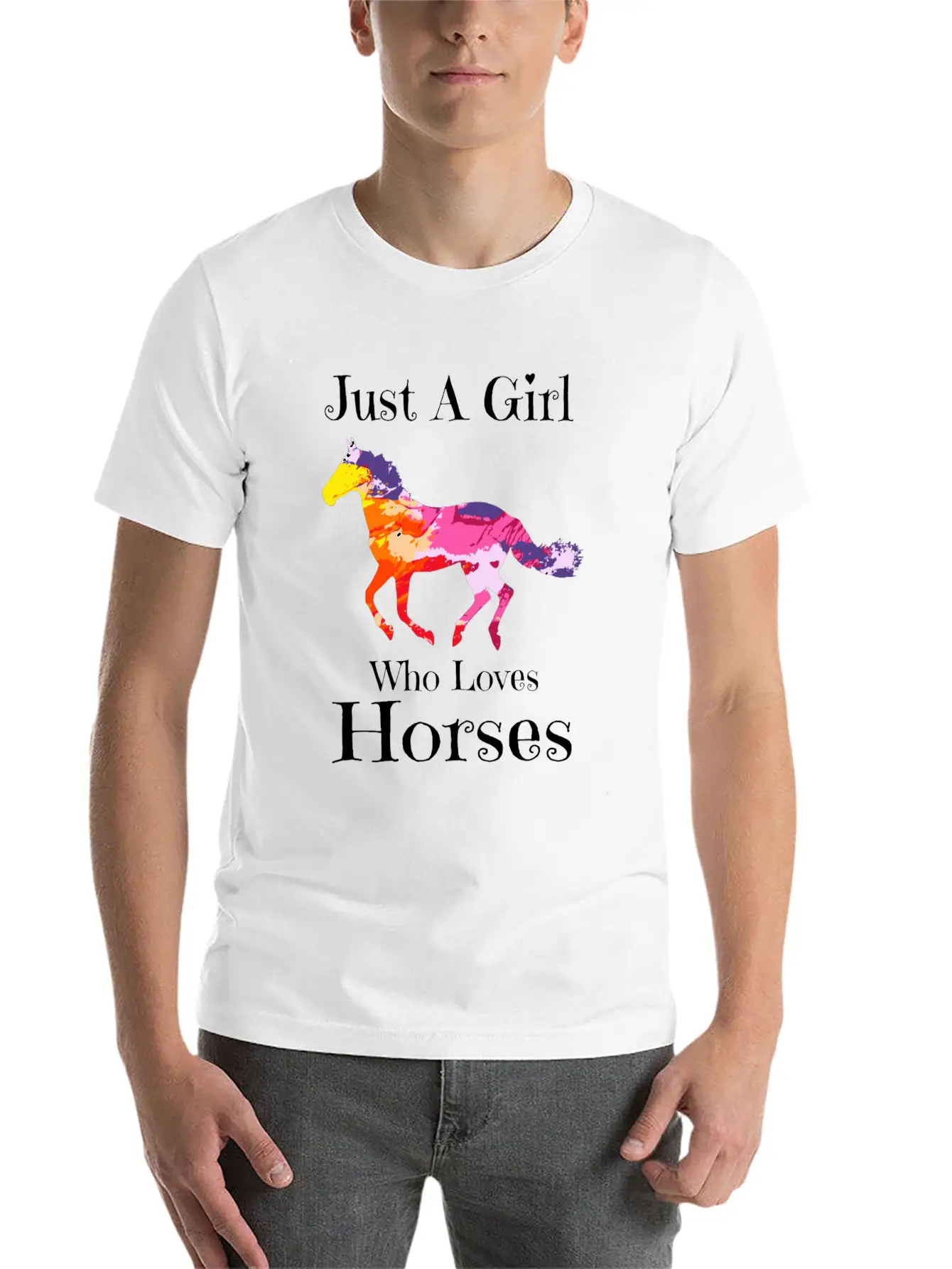 Just A Girl Who Loves Horses Horse Riding Girls Te Casual Graphic T-Shirt – Simple And Comfortable Daily Wear