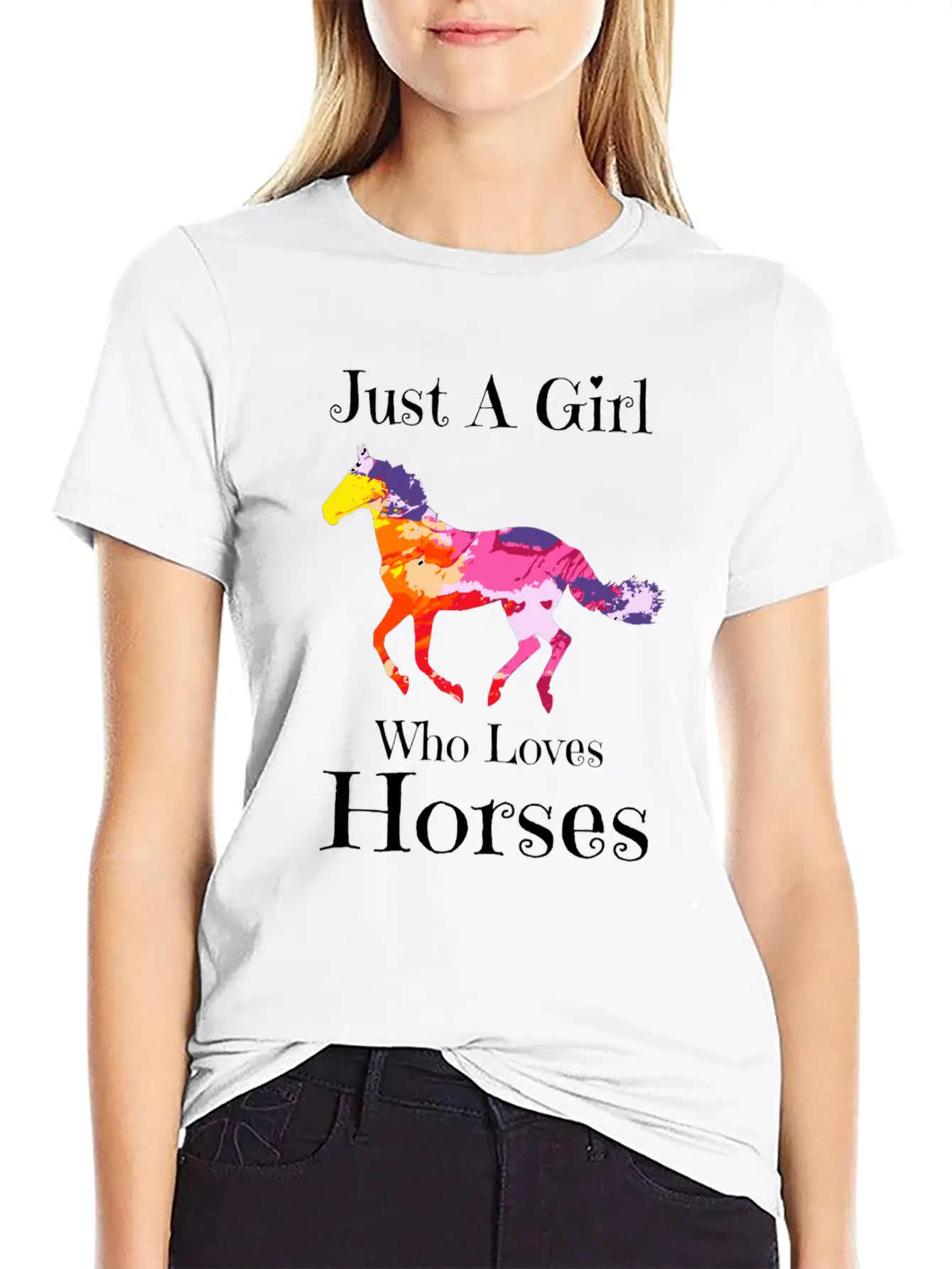 Just A Girl Who Loves Horses Horse Riding Girls Te Casual Graphic T-Shirt – Simple And Comfortable Daily Wear