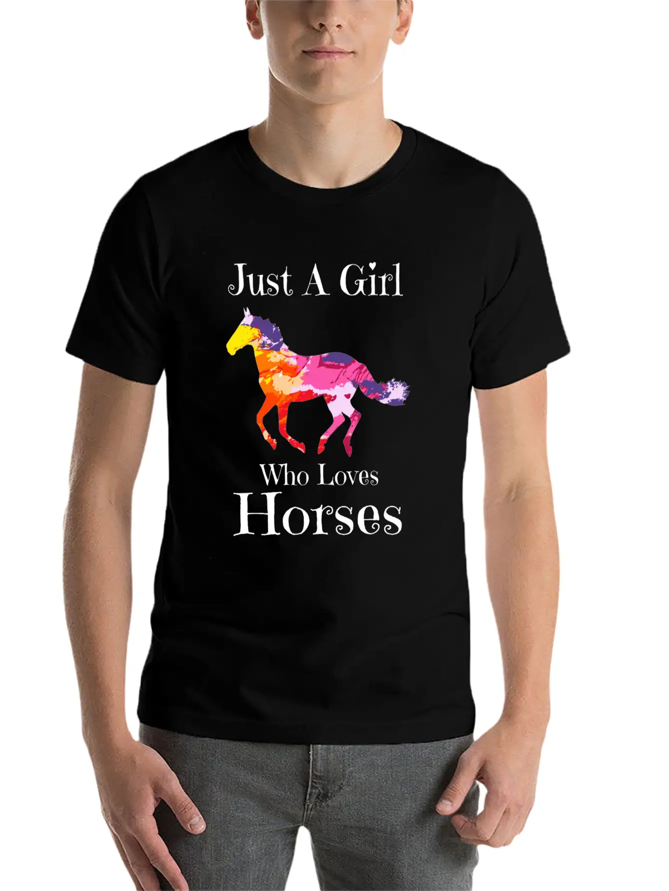 Just A Girl Who Loves Horses Horse Riding Girls Te Casual Graphic T-Shirt – Simple And Comfortable Daily Wear