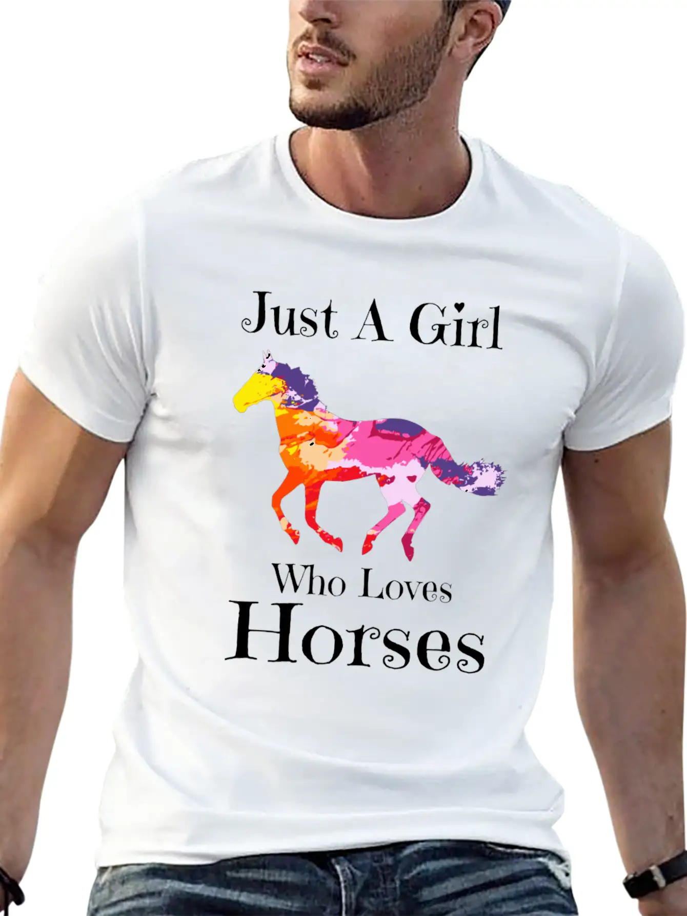 Just A Girl Who Loves Horses Horse Riding Girls Te Casual Graphic T-Shirt – Simple And Comfortable Daily Wear