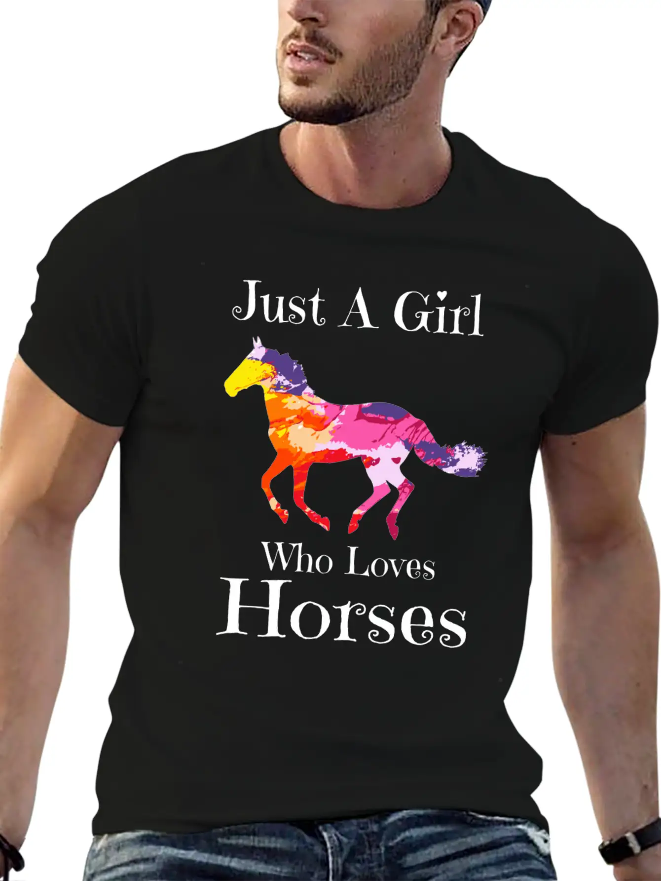 Just A Girl Who Loves Horses Horse Riding Girls Te Casual Graphic T-Shirt – Simple And Comfortable Daily Wear