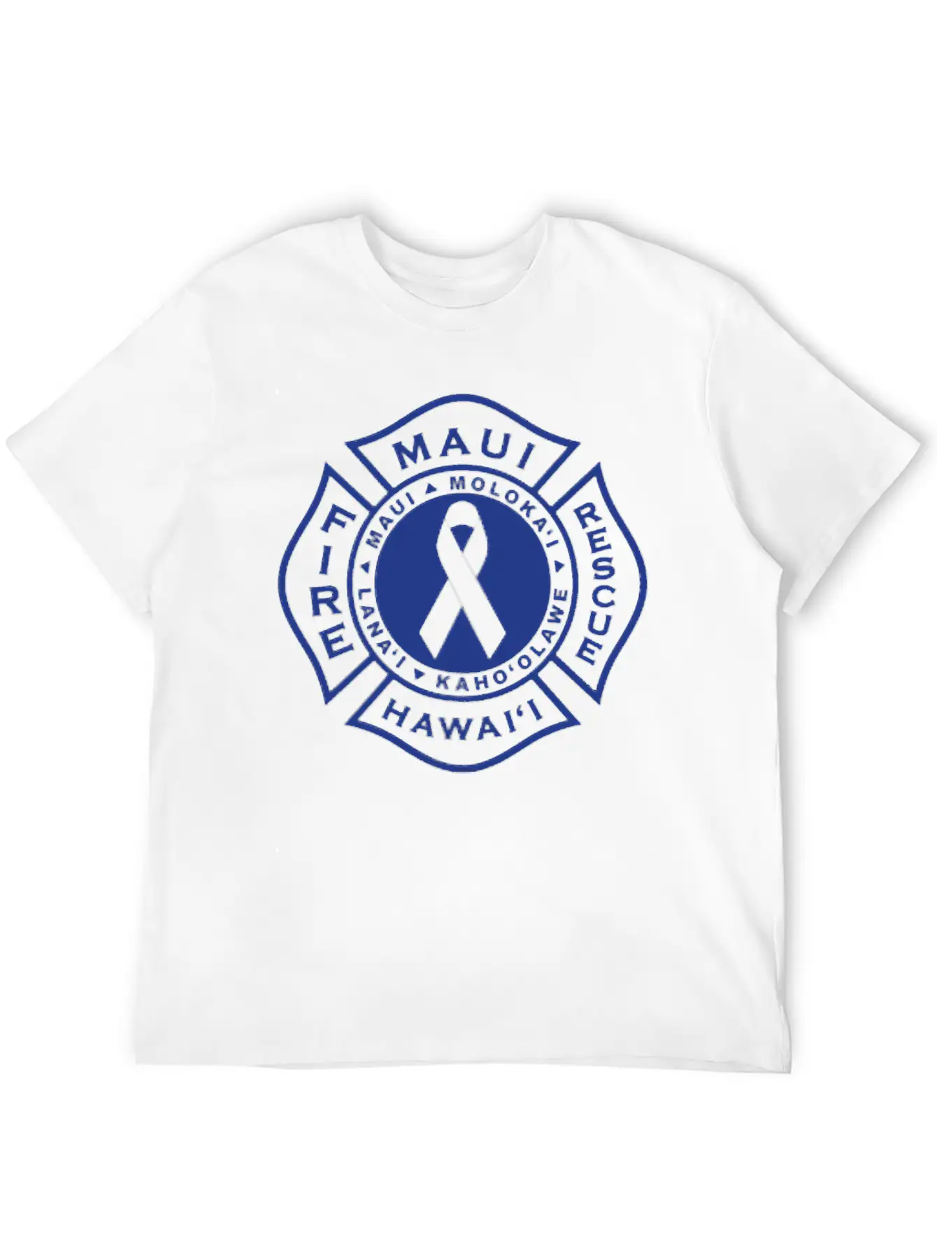Maui Fire Department Blue On Pink Casual Graphic T-Shirt – Simple And Comfortable Daily Wear
