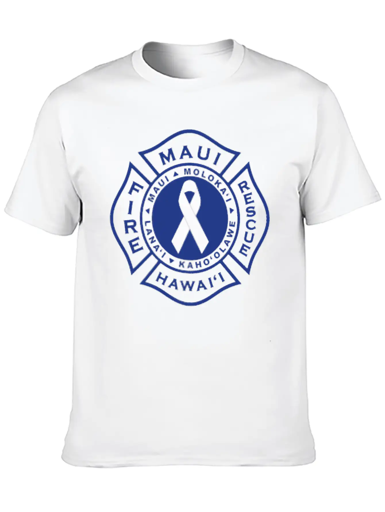 Maui Fire Department Blue On Pink Casual Graphic T-Shirt – Simple And Comfortable Daily Wear