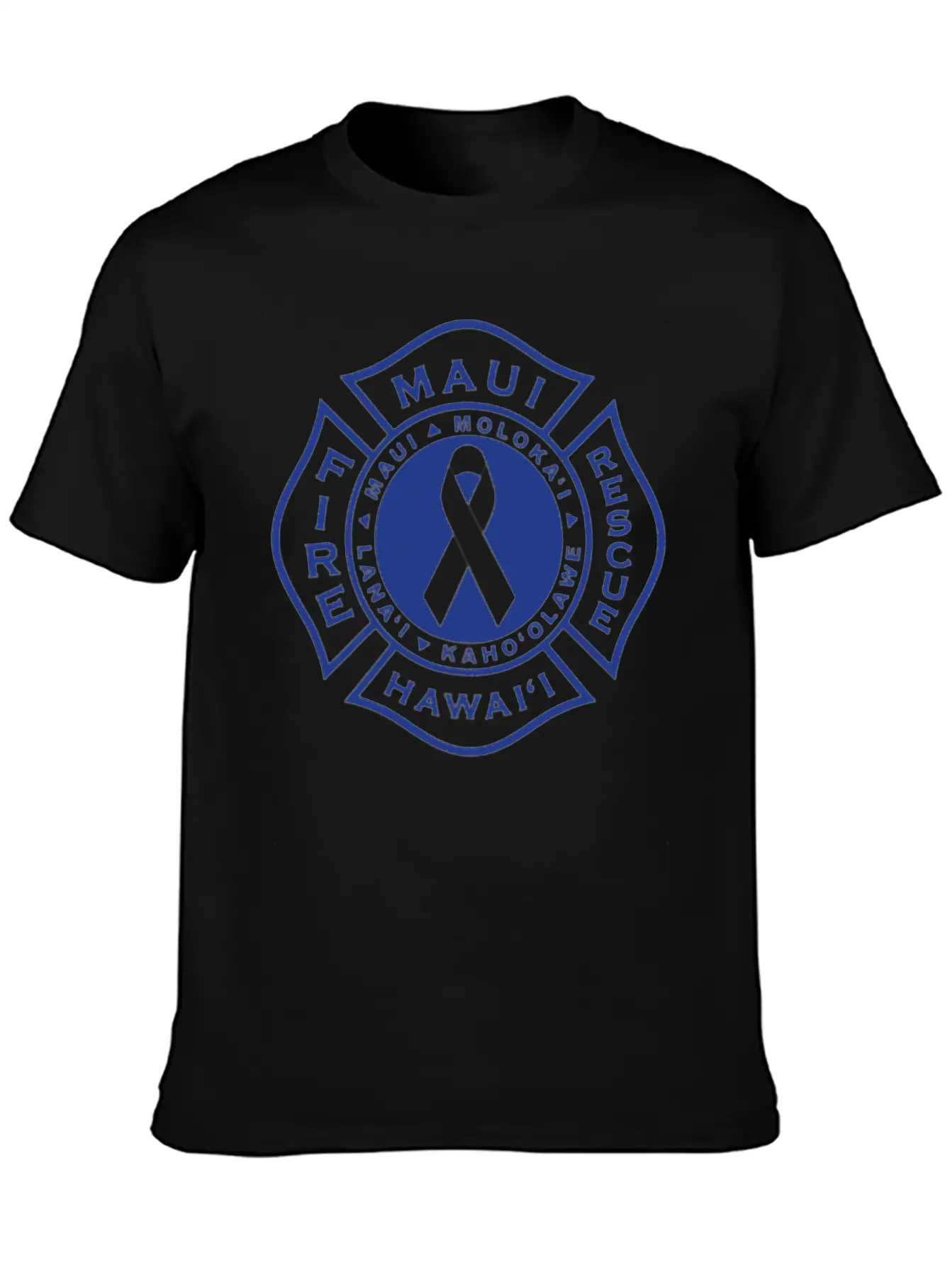 Maui Fire Department Blue On Pink Casual Graphic T-Shirt – Simple And Comfortable Daily Wear