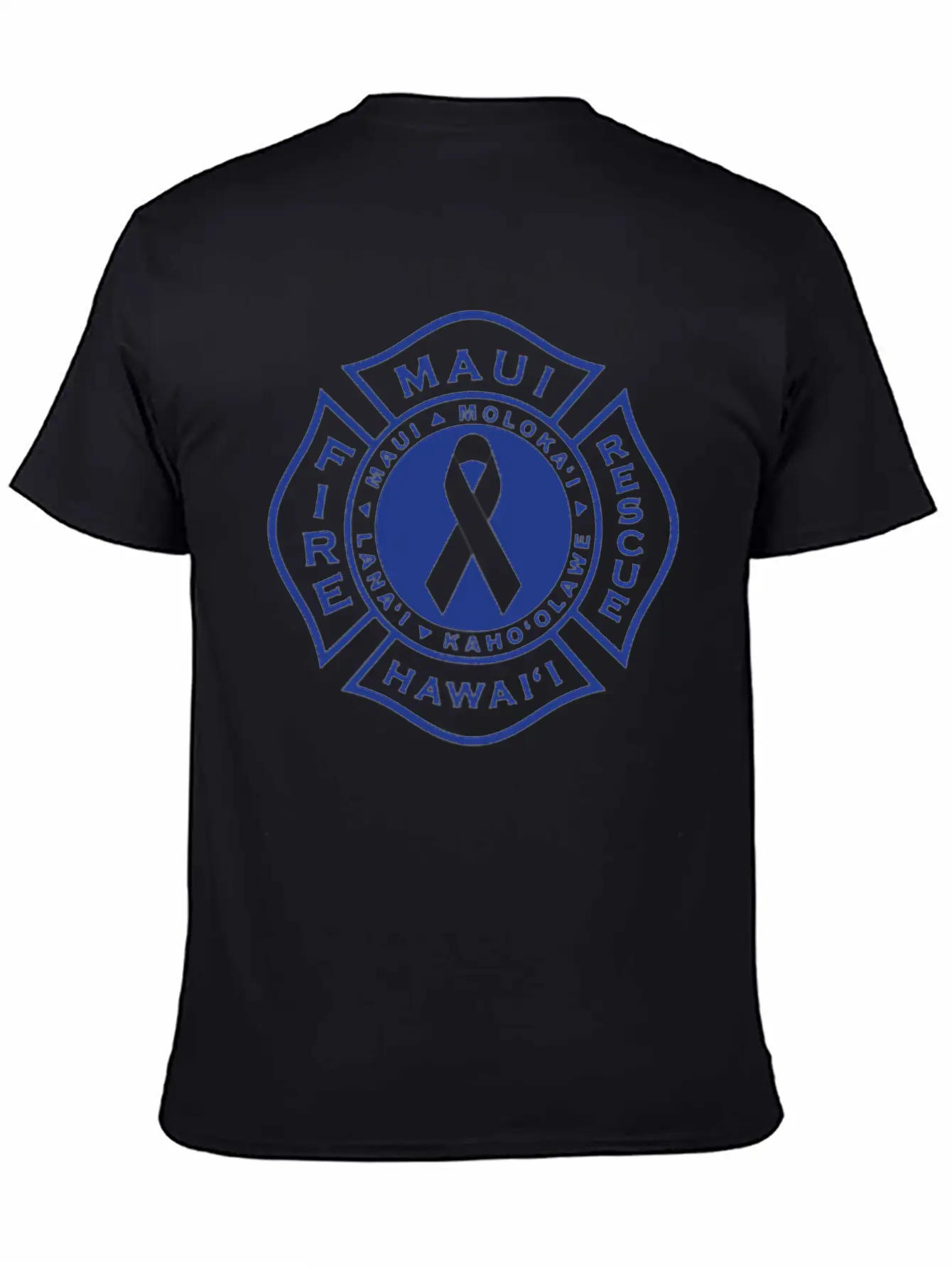Maui Fire Department Blue On Pink Casual Graphic T-Shirt – Simple And Comfortable Daily Wear