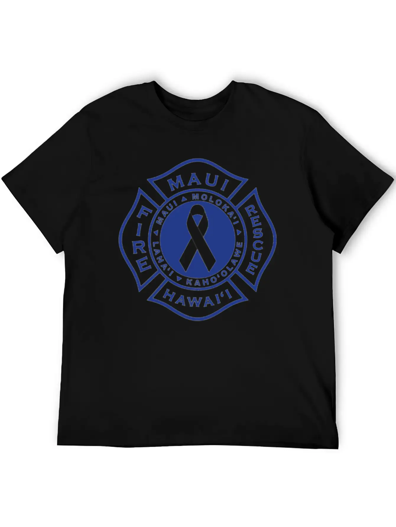 Maui Fire Department Blue On Pink Casual Graphic T-Shirt – Simple And Comfortable Daily Wear