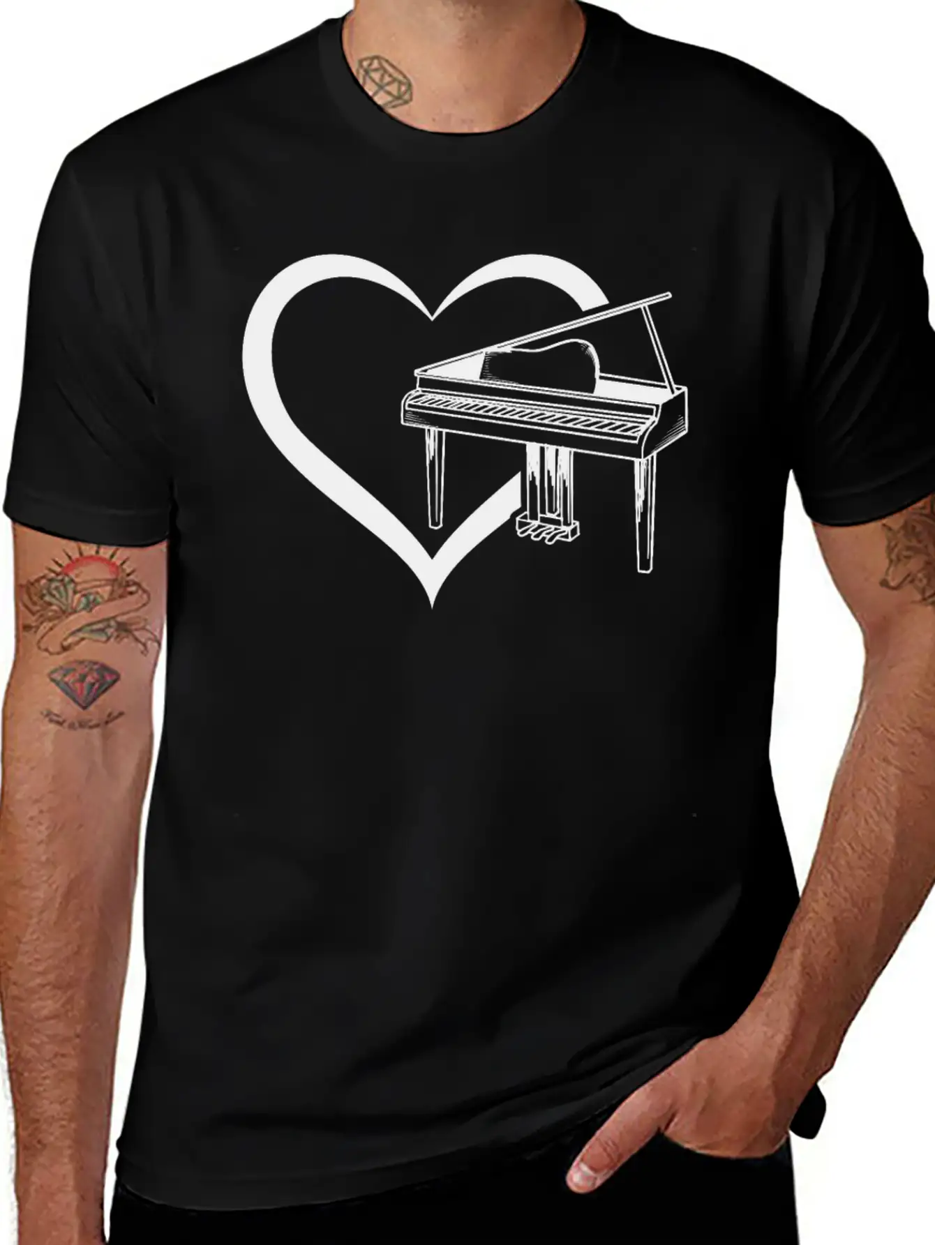 Piano Heart Piano Player Piano Lover - Pianist Casual Graphic T-Shirt – Simple And Comfortable Daily Wear