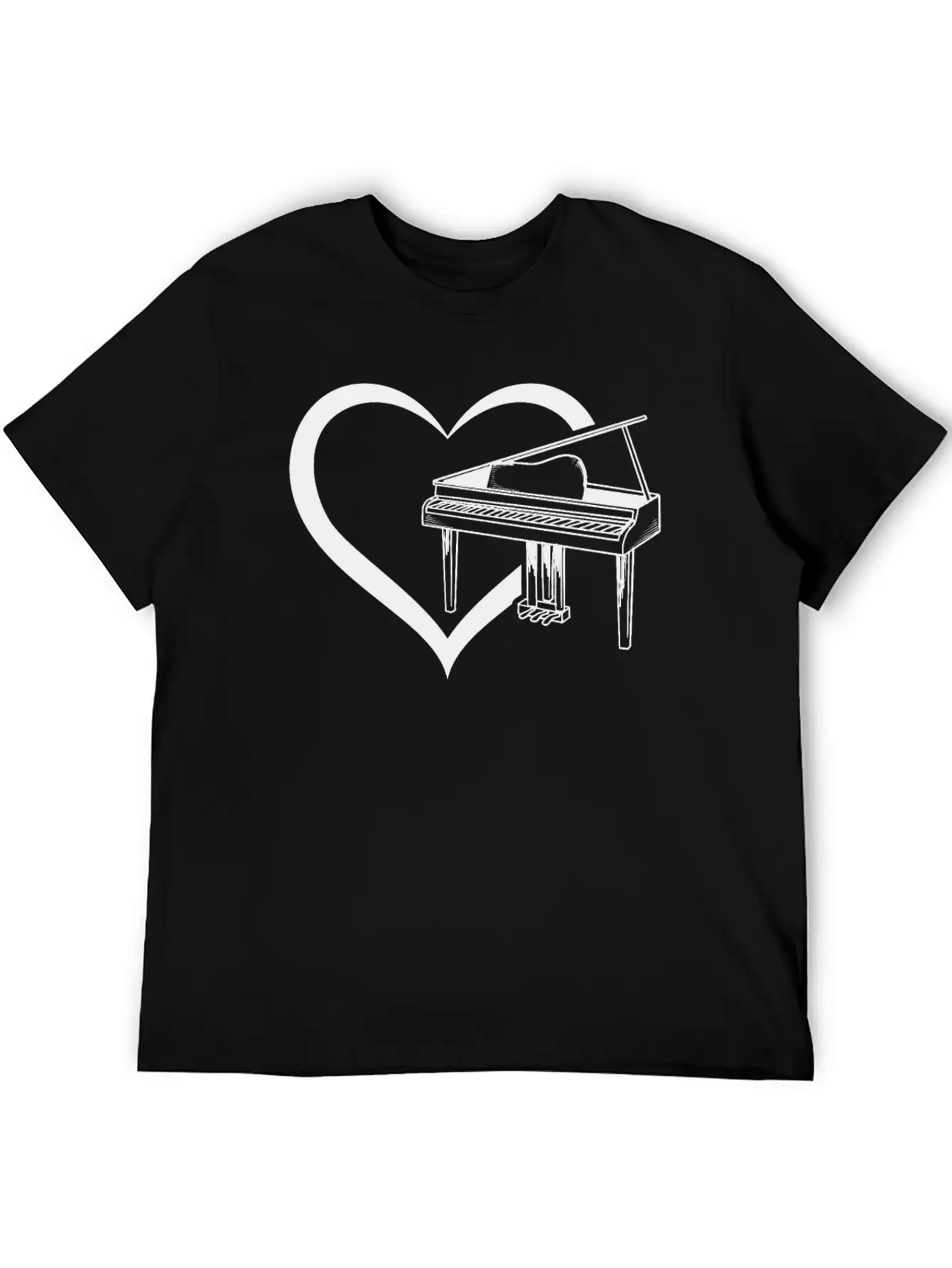 Piano Heart Piano Player Piano Lover - Pianist Casual Graphic T-Shirt – Simple And Comfortable Daily Wear