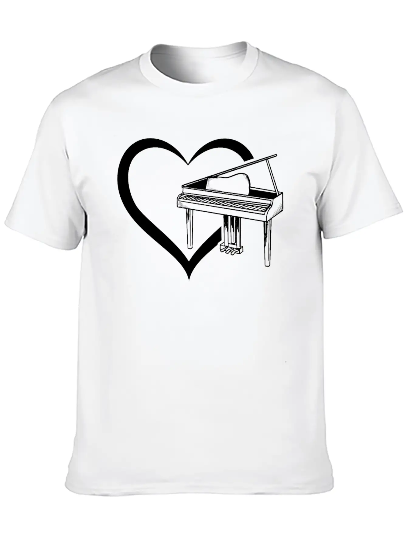 Piano Heart Piano Player Piano Lover - Pianist Casual Graphic T-Shirt – Simple And Comfortable Daily Wear