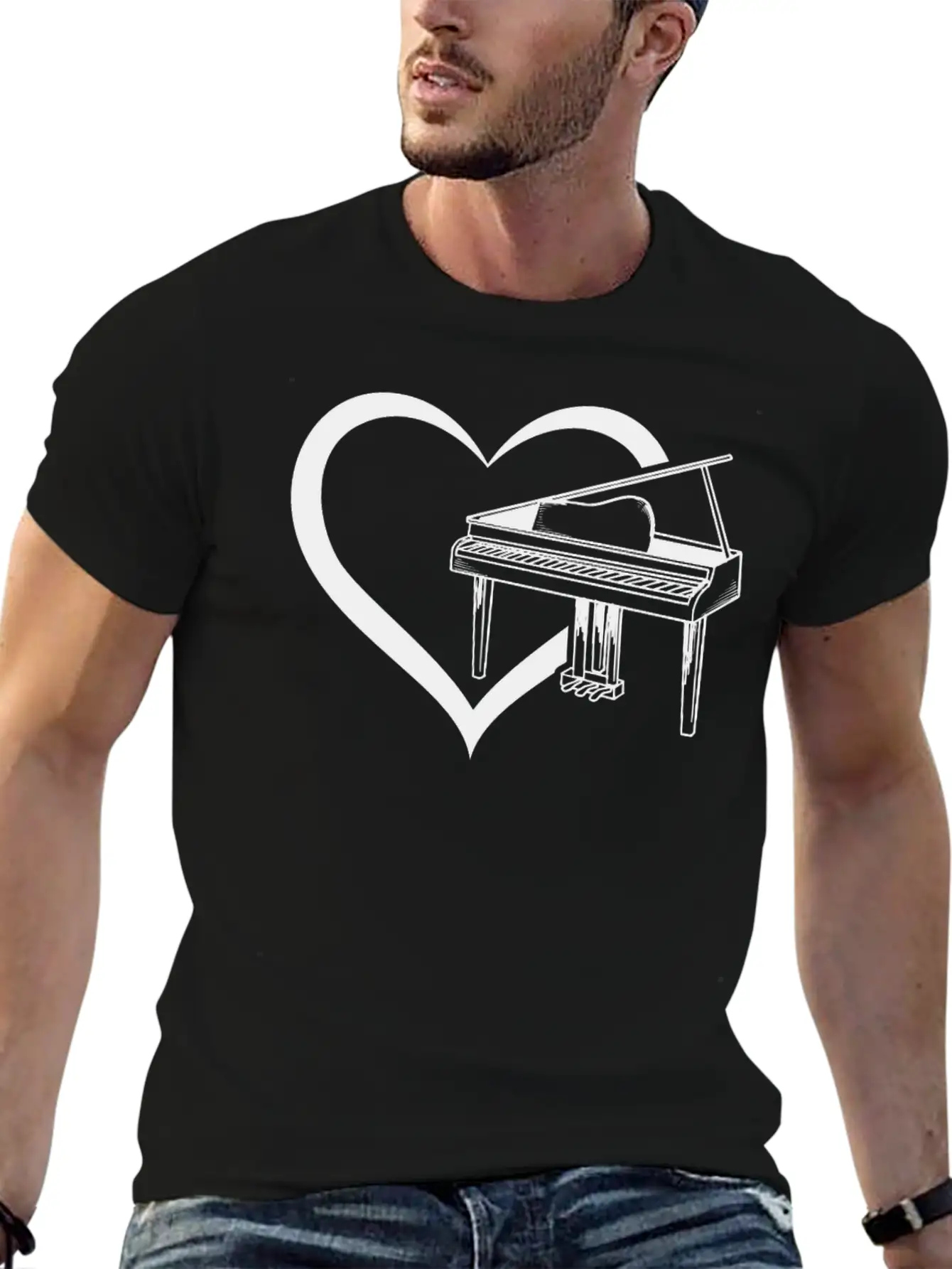 Piano Heart Piano Player Piano Lover - Pianist Casual Graphic T-Shirt – Simple And Comfortable Daily Wear