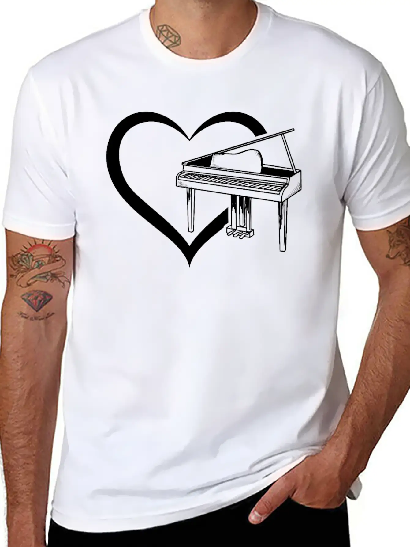 Piano Heart Piano Player Piano Lover - Pianist Casual Graphic T-Shirt – Simple And Comfortable Daily Wear