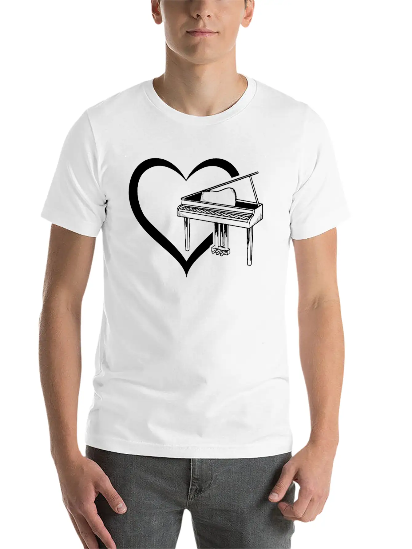 Piano Heart Piano Player Piano Lover - Pianist Casual Graphic T-Shirt – Simple And Comfortable Daily Wear
