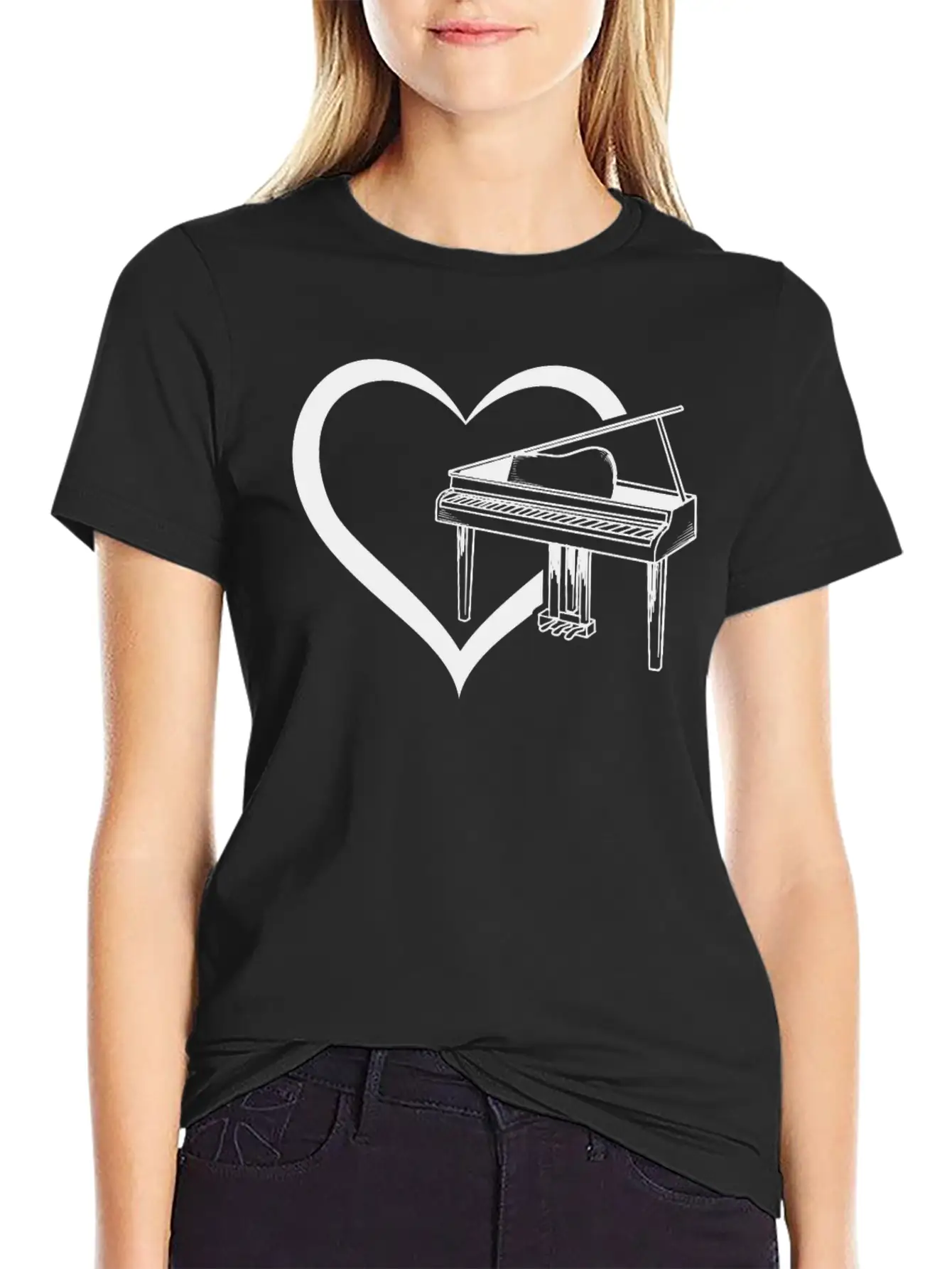 Piano Heart Piano Player Piano Lover - Pianist Casual Graphic T-Shirt – Simple And Comfortable Daily Wear