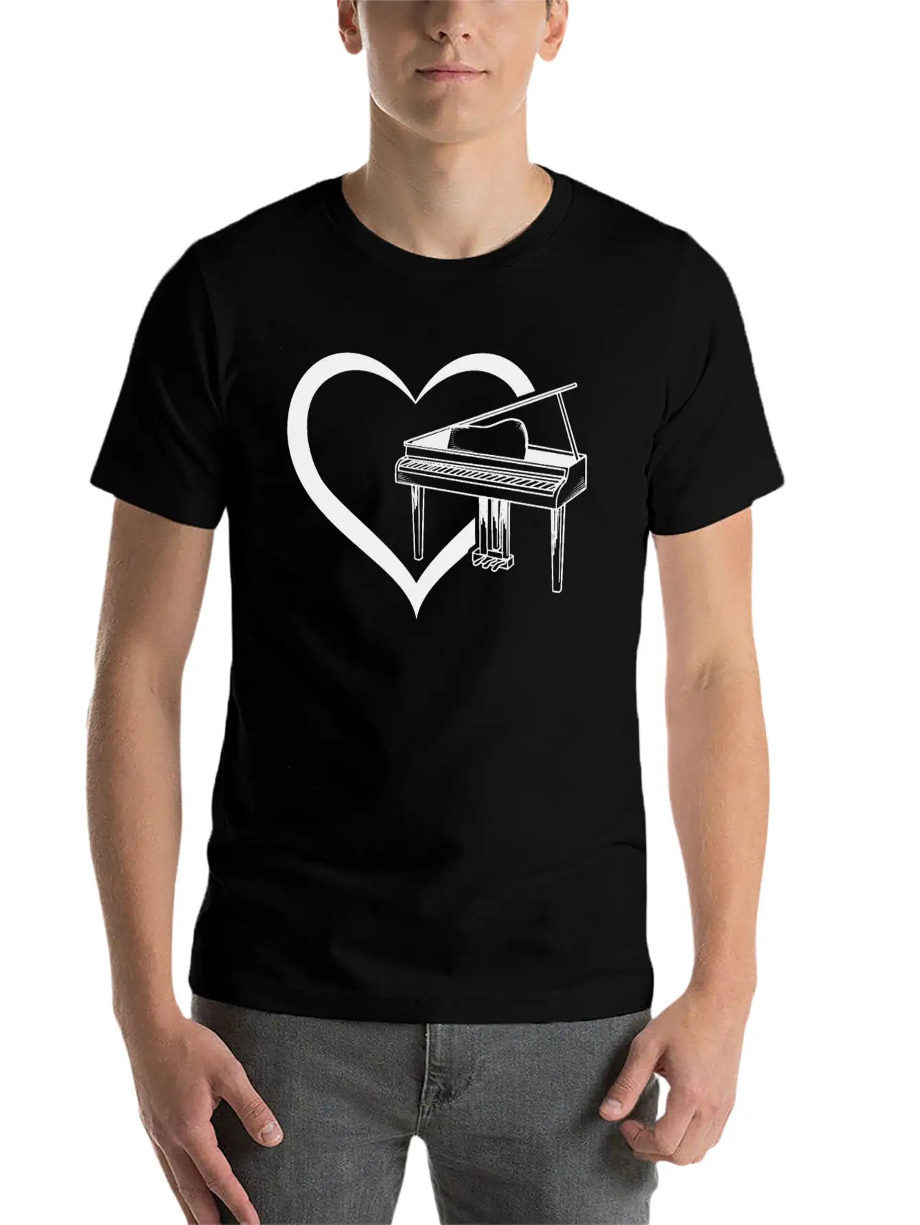 Piano Heart Piano Player Piano Lover - Pianist Casual Graphic T-Shirt – Simple And Comfortable Daily Wear