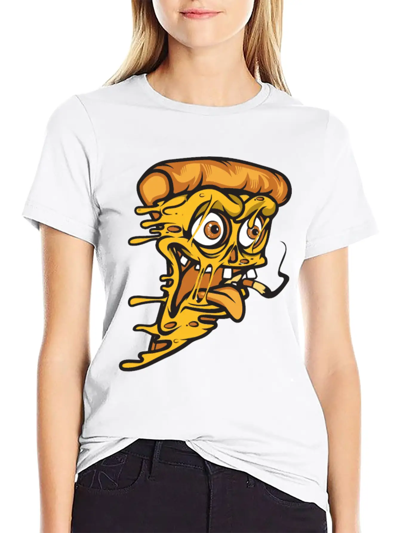 Pizza Smoking Unisex Short Sleeve Soft Cotton T-Shirt – Casual Everyday Wear