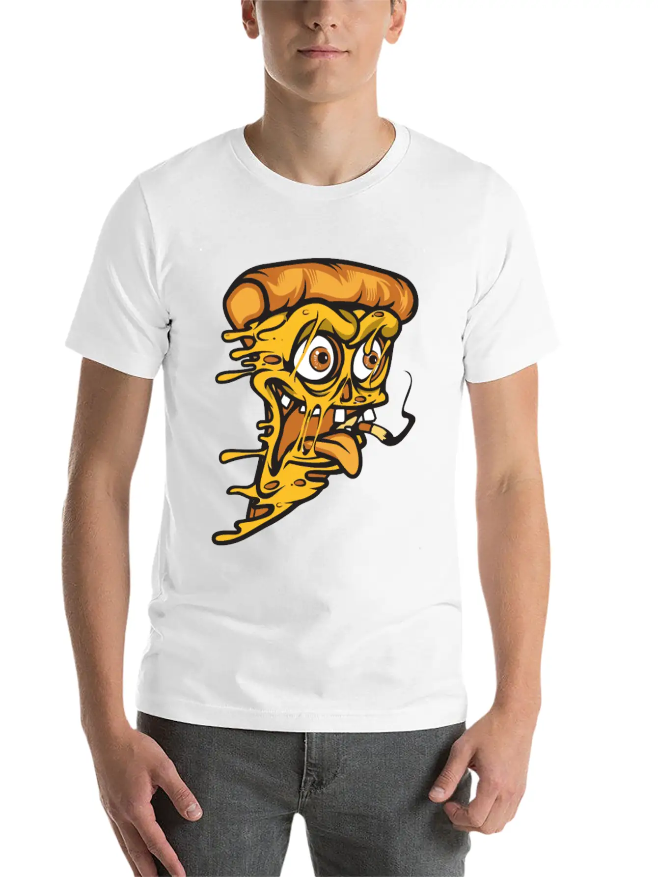 Pizza Smoking Unisex Short Sleeve Soft Cotton T-Shirt – Casual Everyday Wear