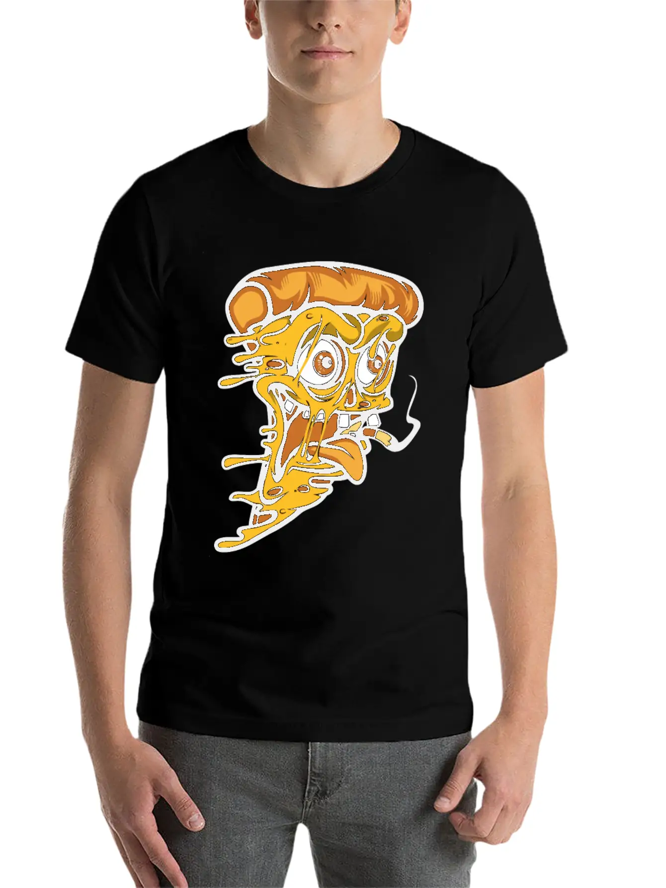 Pizza Smoking Unisex Short Sleeve Soft Cotton T-Shirt – Casual Everyday Wear