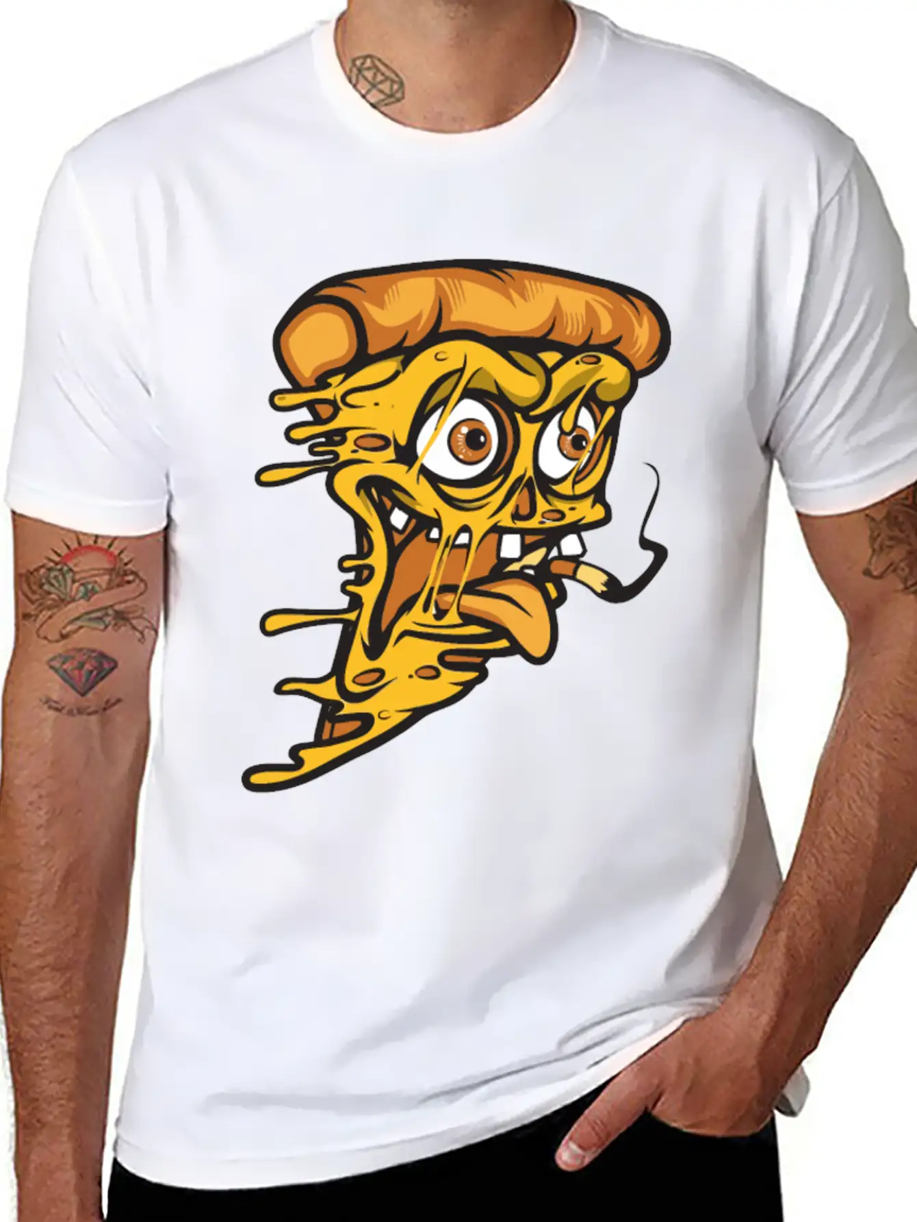 Pizza Smoking Unisex Short Sleeve Soft Cotton T-Shirt – Casual Everyday Wear