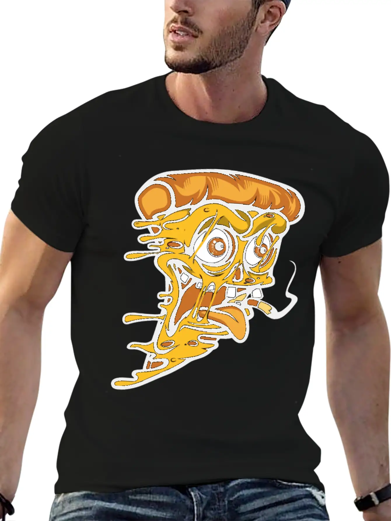 Pizza Smoking Unisex Short Sleeve Soft Cotton T-Shirt – Casual Everyday Wear