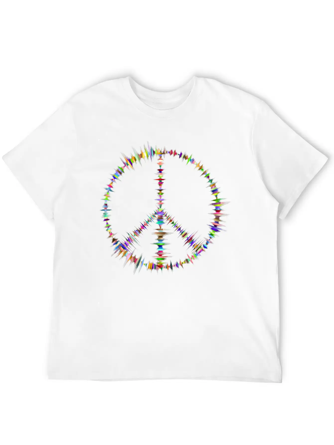 Prismatic Sound Waves Peace Sign Classic Cotton Tee – Unisex Comfort For Any Season