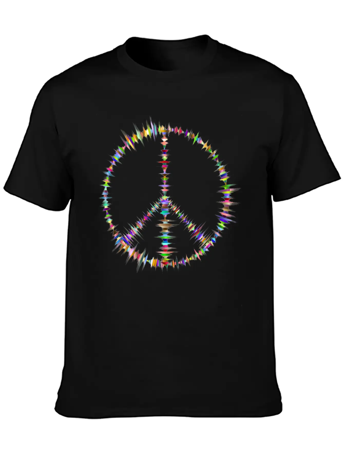 Prismatic Sound Waves Peace Sign Classic Cotton Tee – Unisex Comfort For Any Season