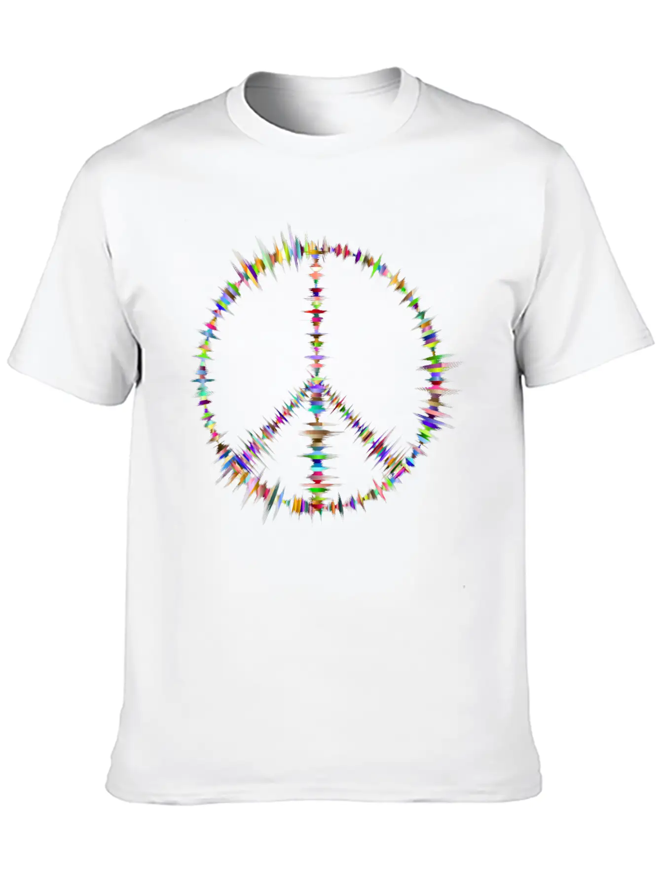 Prismatic Sound Waves Peace Sign Classic Cotton Tee – Unisex Comfort For Any Season