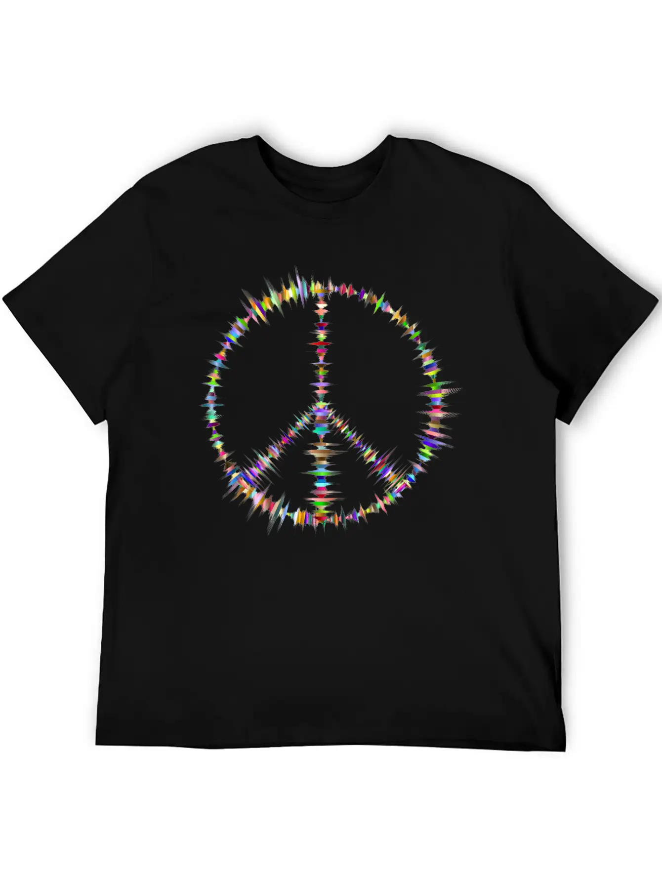 Prismatic Sound Waves Peace Sign Classic Cotton Tee – Unisex Comfort For Any Season