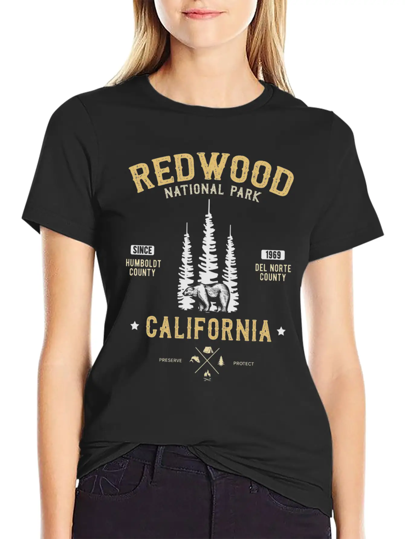 Red Wood National Park Redwood Forest California Casual Graphic T-Shirt – Simple And Comfortable Daily Wear