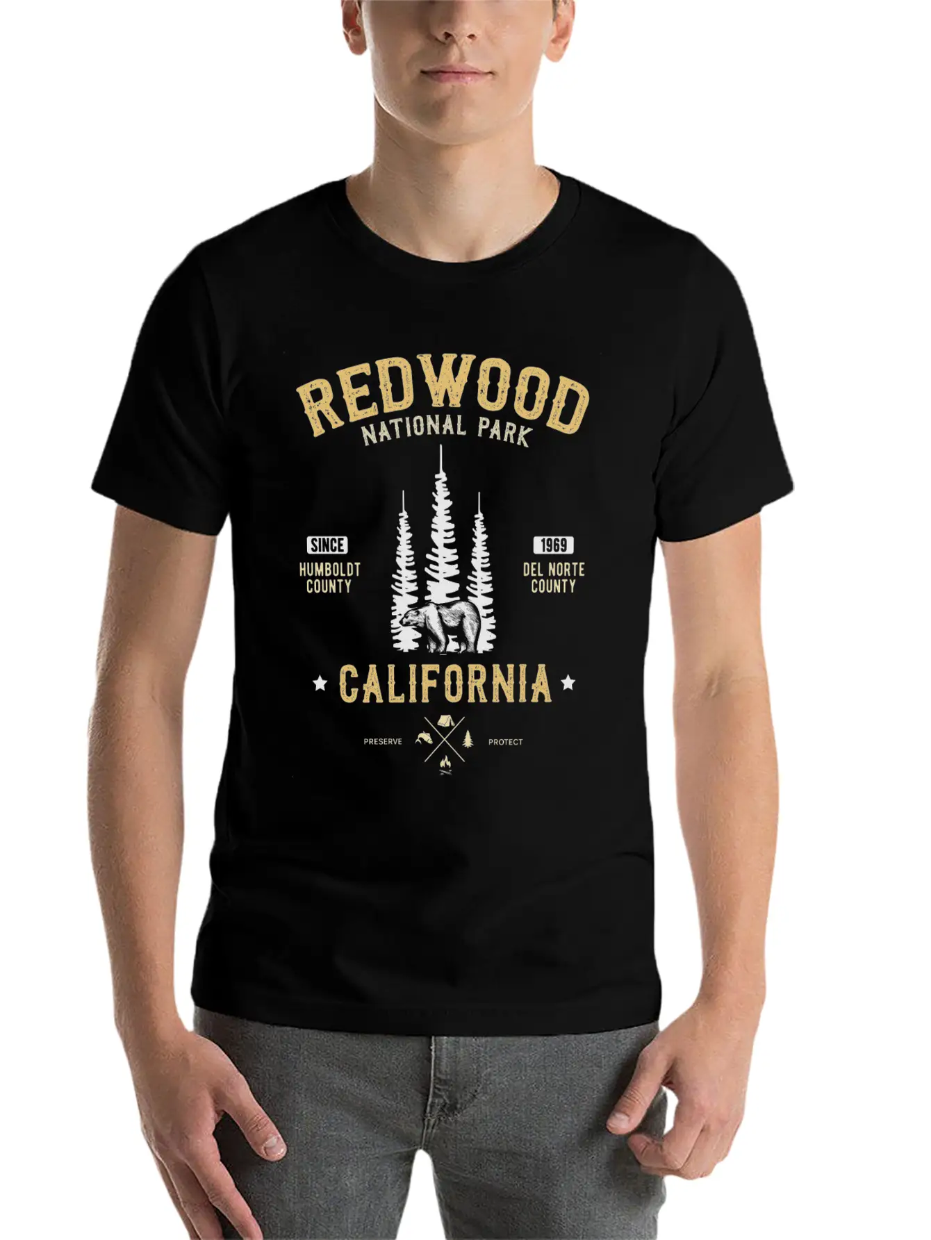 Red Wood National Park Redwood Forest California Casual Graphic T-Shirt – Simple And Comfortable Daily Wear