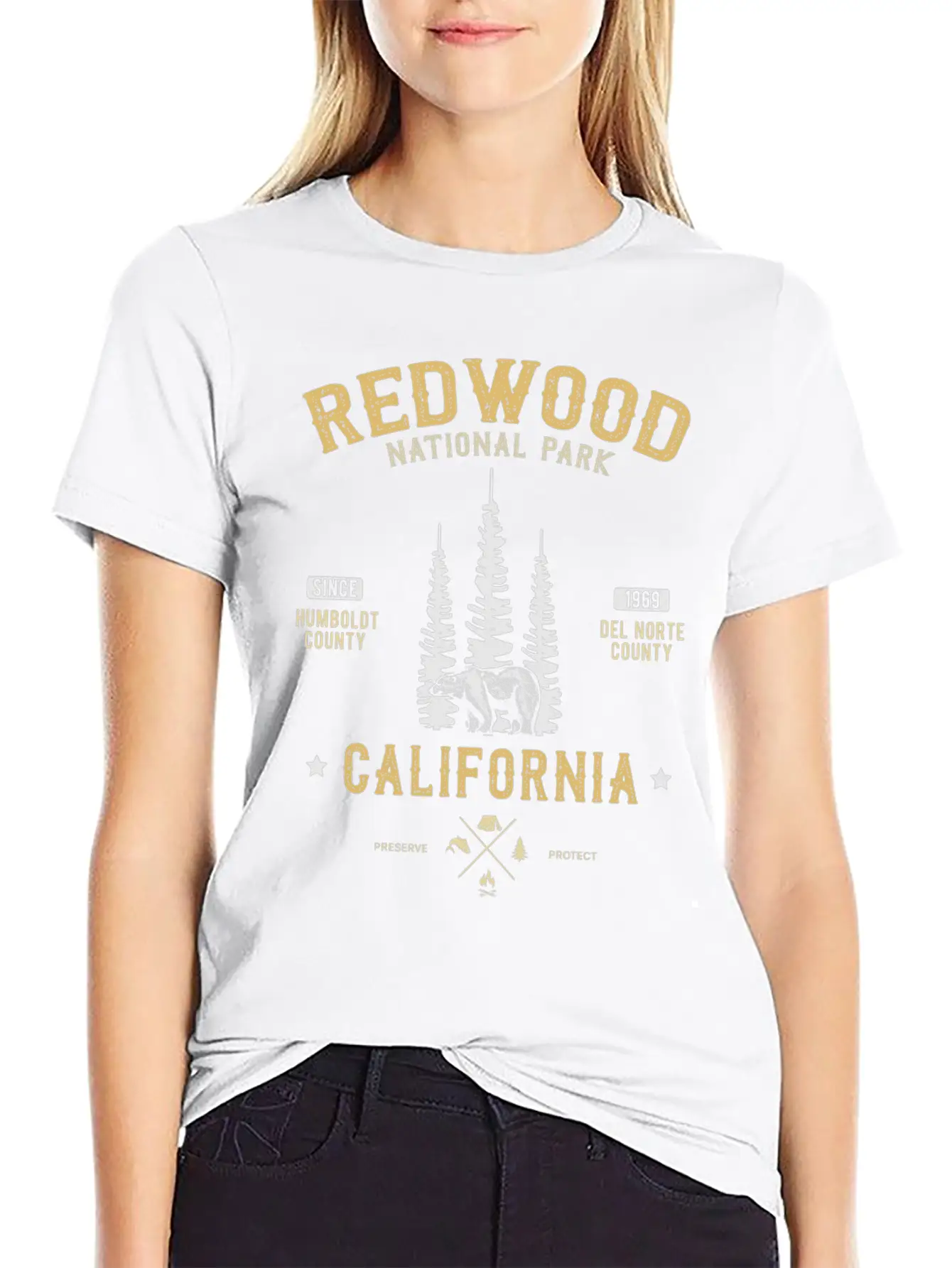 Red Wood National Park Redwood Forest California Casual Graphic T-Shirt – Simple And Comfortable Daily Wear