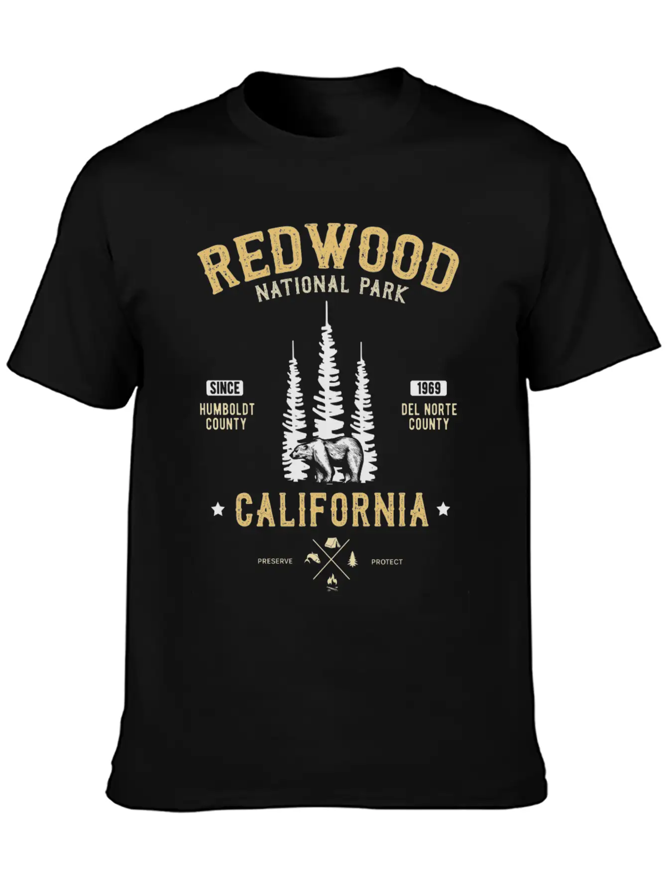 Red Wood National Park Redwood Forest California Casual Graphic T-Shirt – Simple And Comfortable Daily Wear