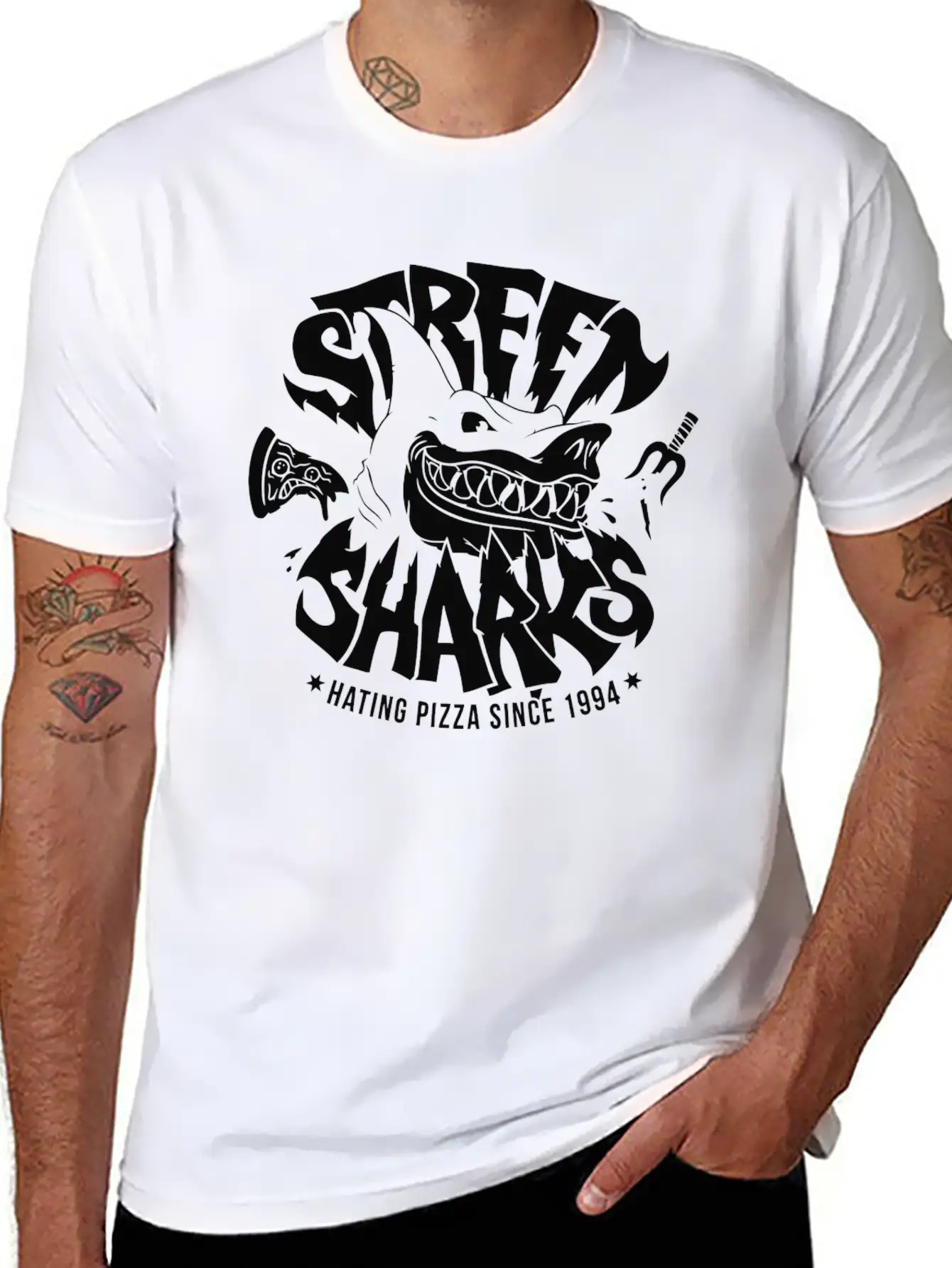 Sharkes Hate Pizza Essential Unisex Summer Tee – Soft Cotton Casual Fit