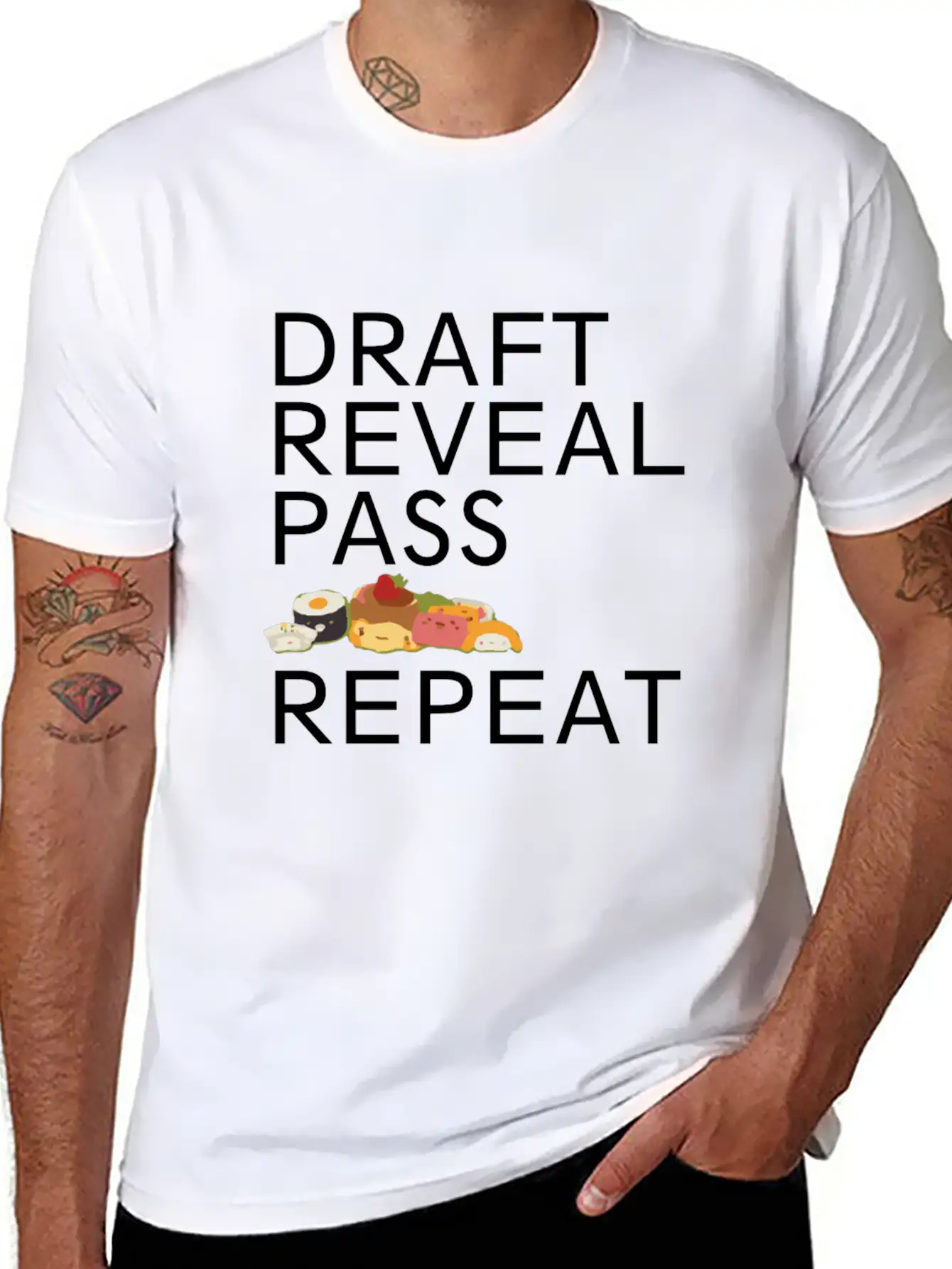 Sushi Go Repeat Board Game Clothing Tabletop Gamin Casual Graphic T-Shirt – Simple And Comfortable Daily Wear