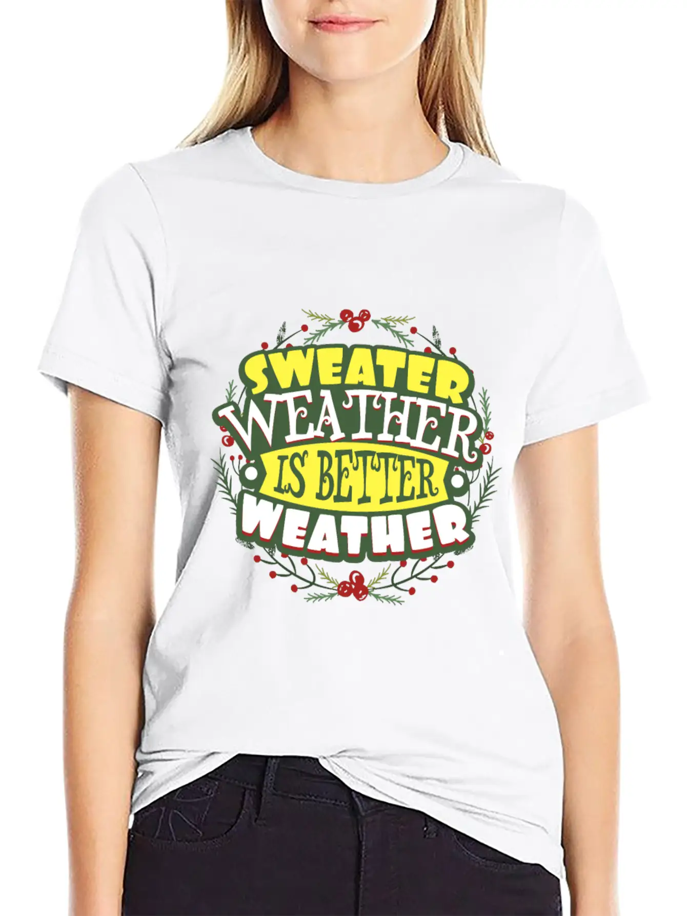 Sweater Weather Autumn Winter Casual Graphic T-Shirt – Simple And Comfortable Daily Wear