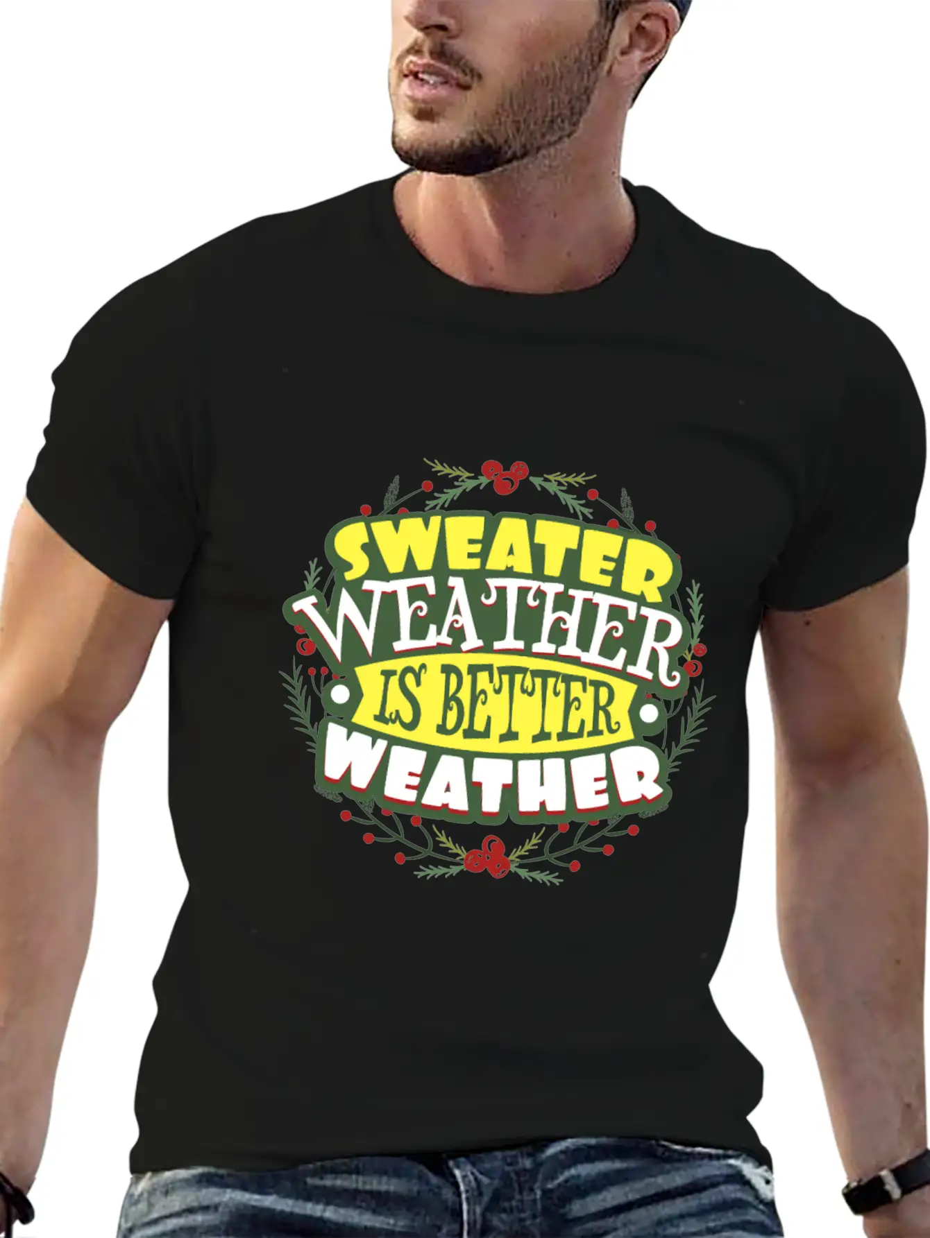 Sweater Weather Autumn Winter Casual Graphic T-Shirt – Simple And Comfortable Daily Wear