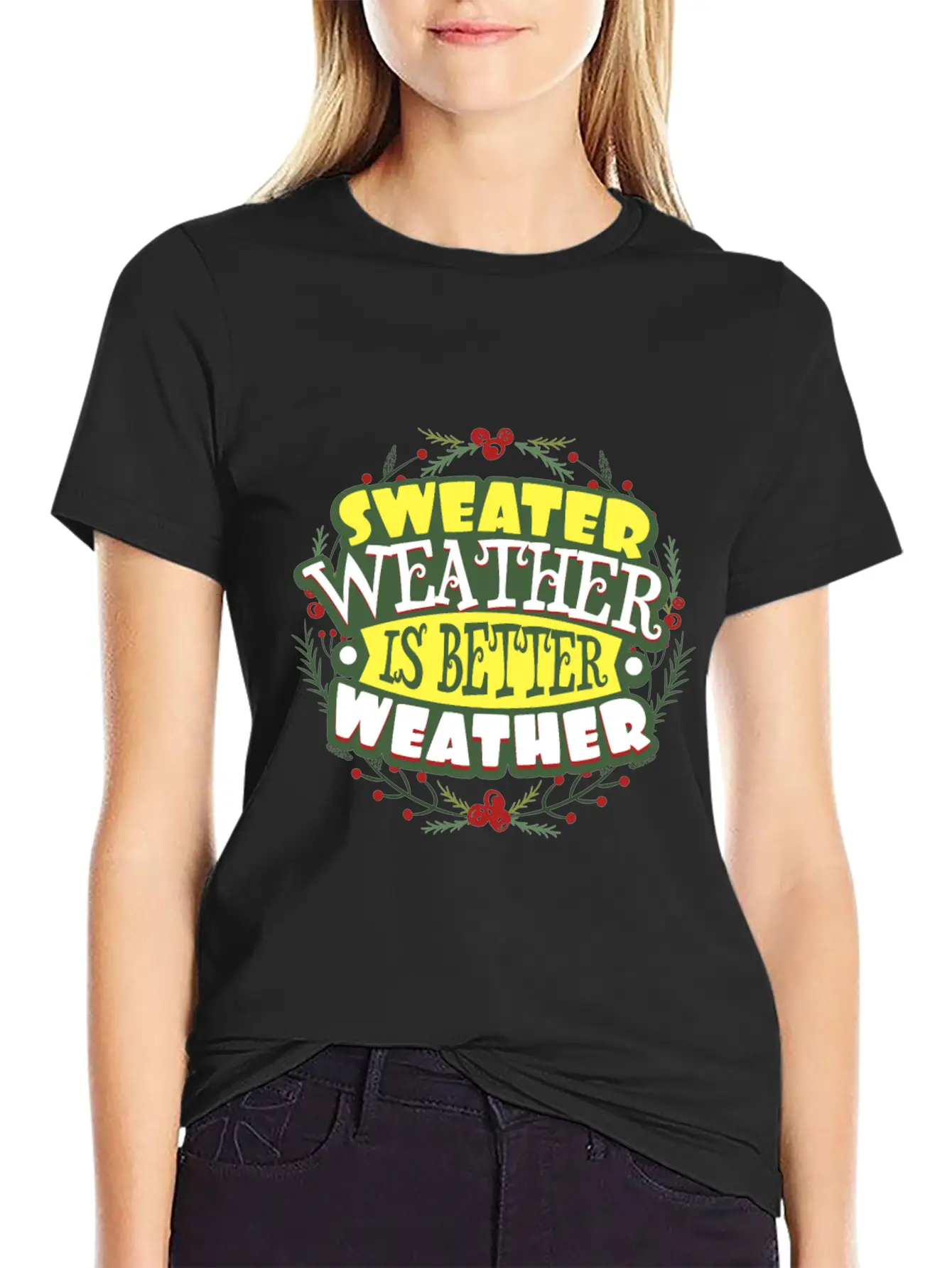Sweater Weather Autumn Winter Casual Graphic T-Shirt – Simple And Comfortable Daily Wear
