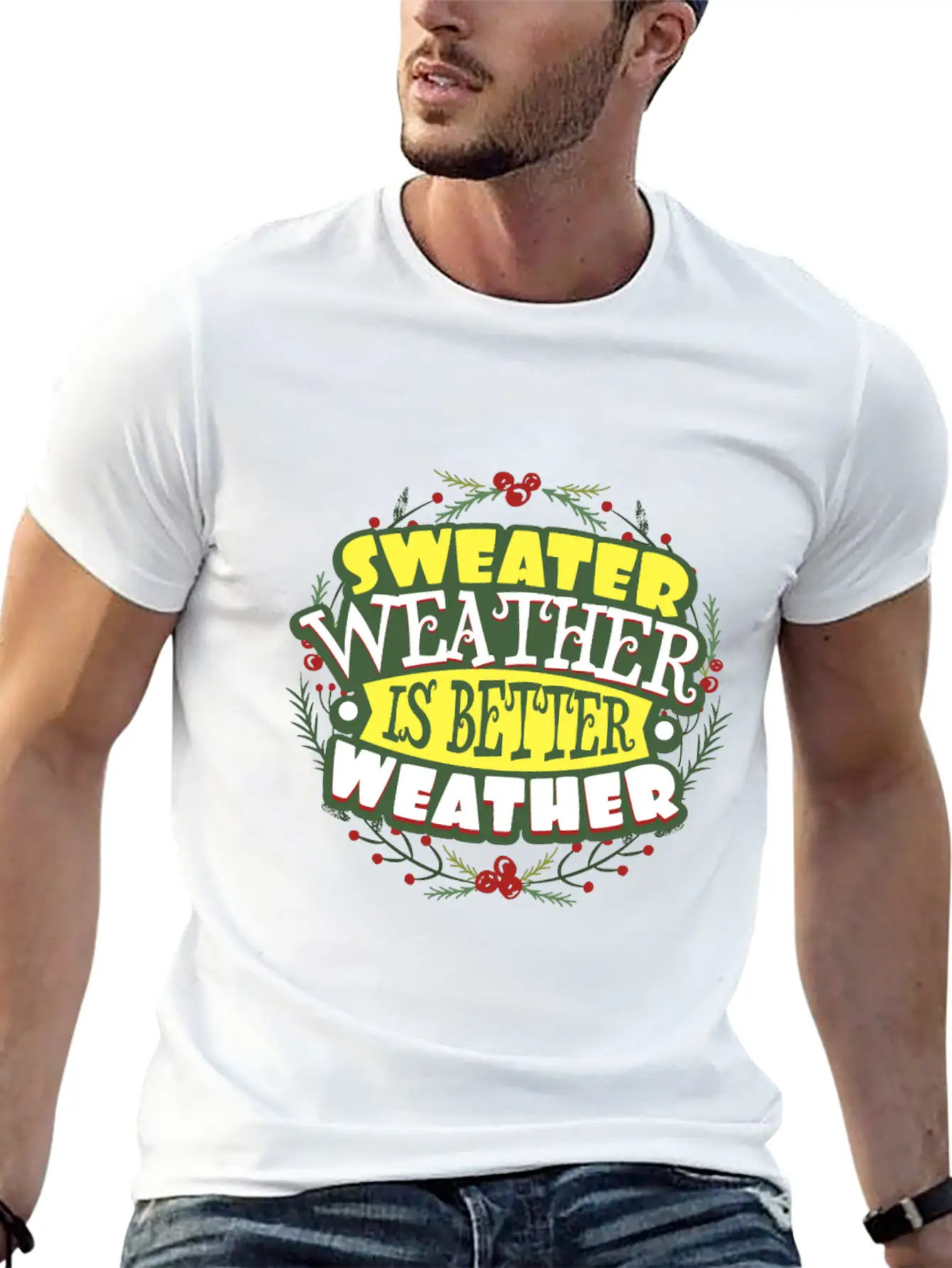 Sweater Weather Autumn Winter Casual Graphic T-Shirt – Simple And Comfortable Daily Wear