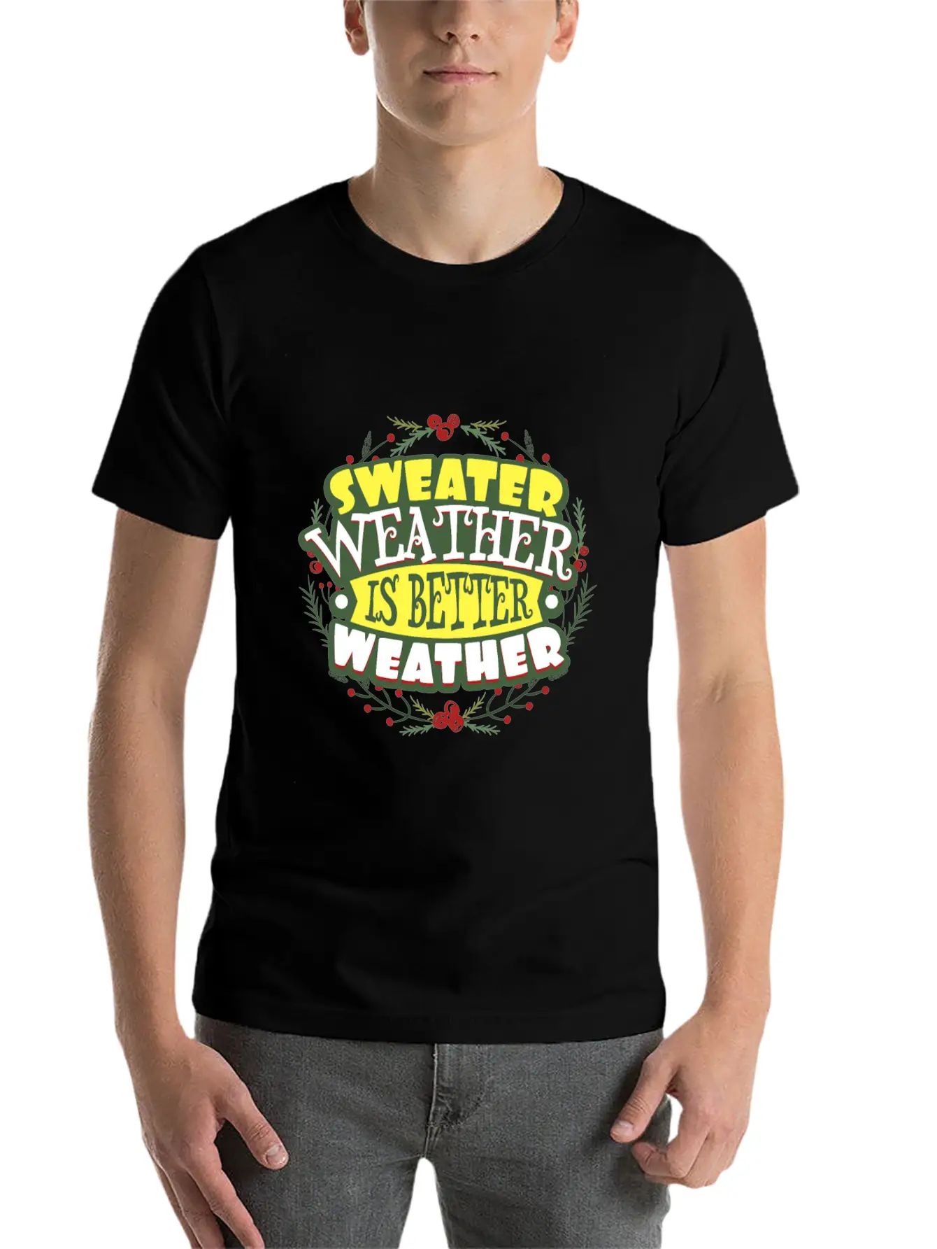 Sweater Weather Autumn Winter Casual Graphic T-Shirt – Simple And Comfortable Daily Wear