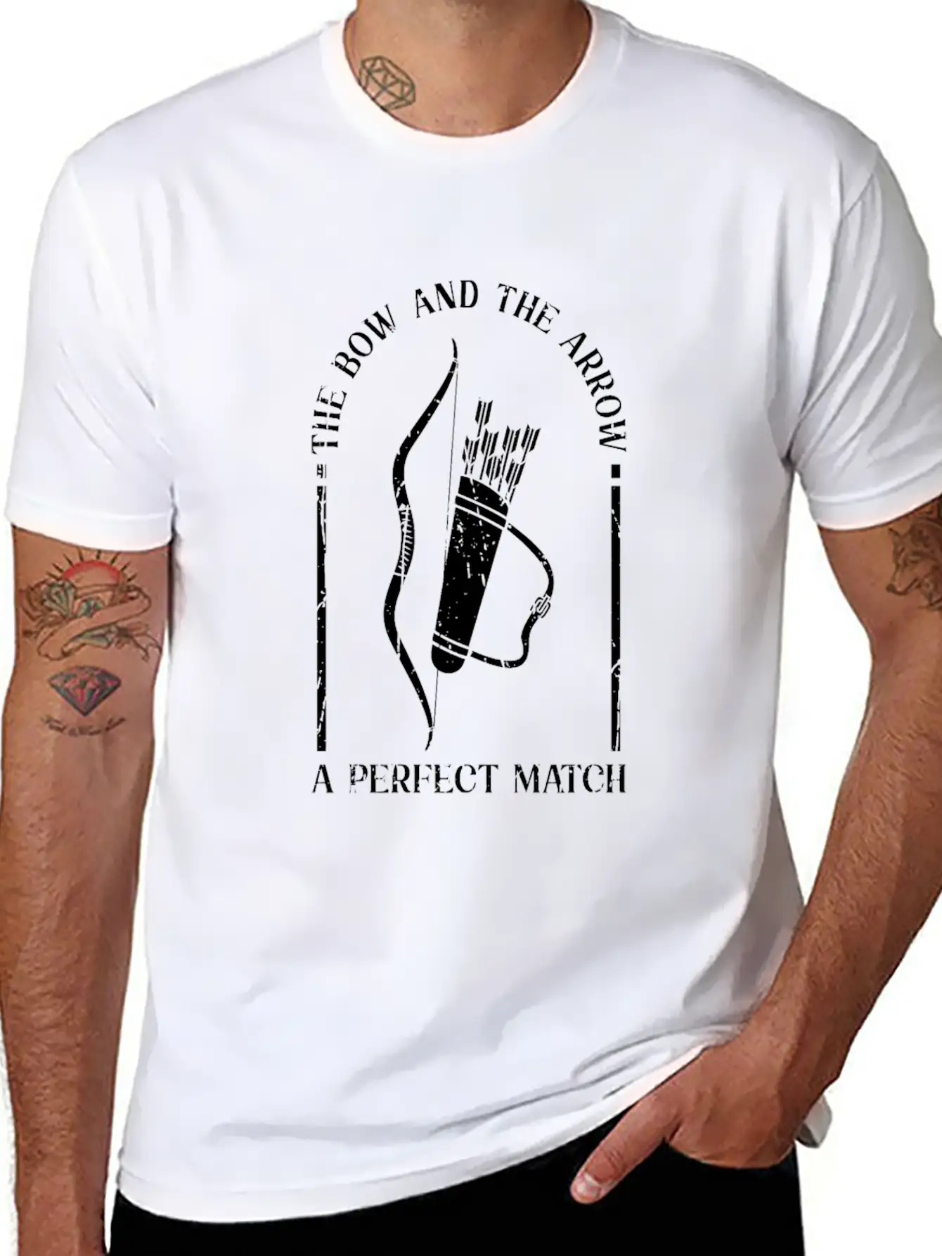 The Bow And The Arrow, A Perfect Match - Archery Casual Graphic T-Shirt – Simple And Comfortable Daily Wear