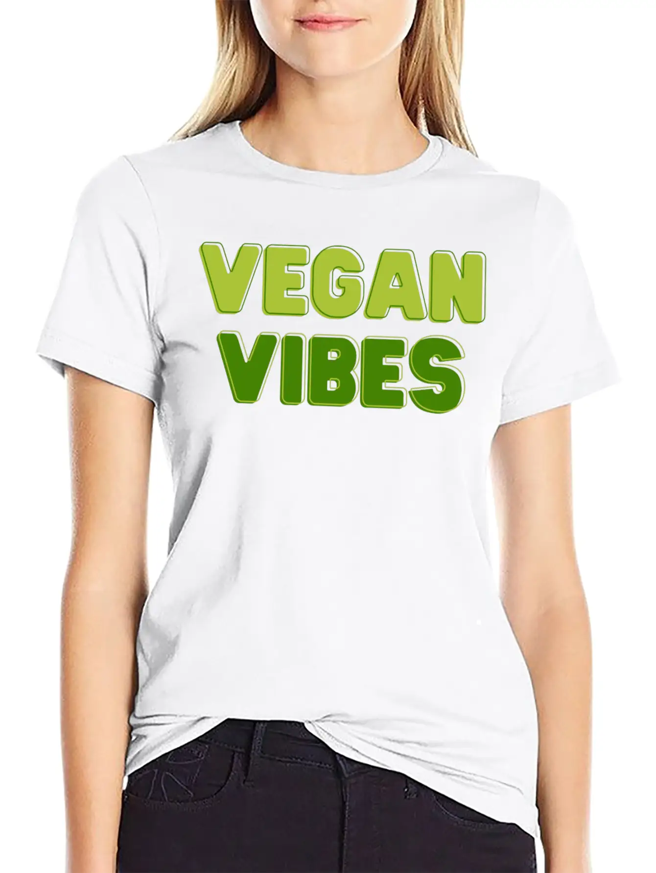 Vegan Vibes In Greens | Funky Vegan Design Essential Unisex Summer Tee – Soft Cotton Casual Fit