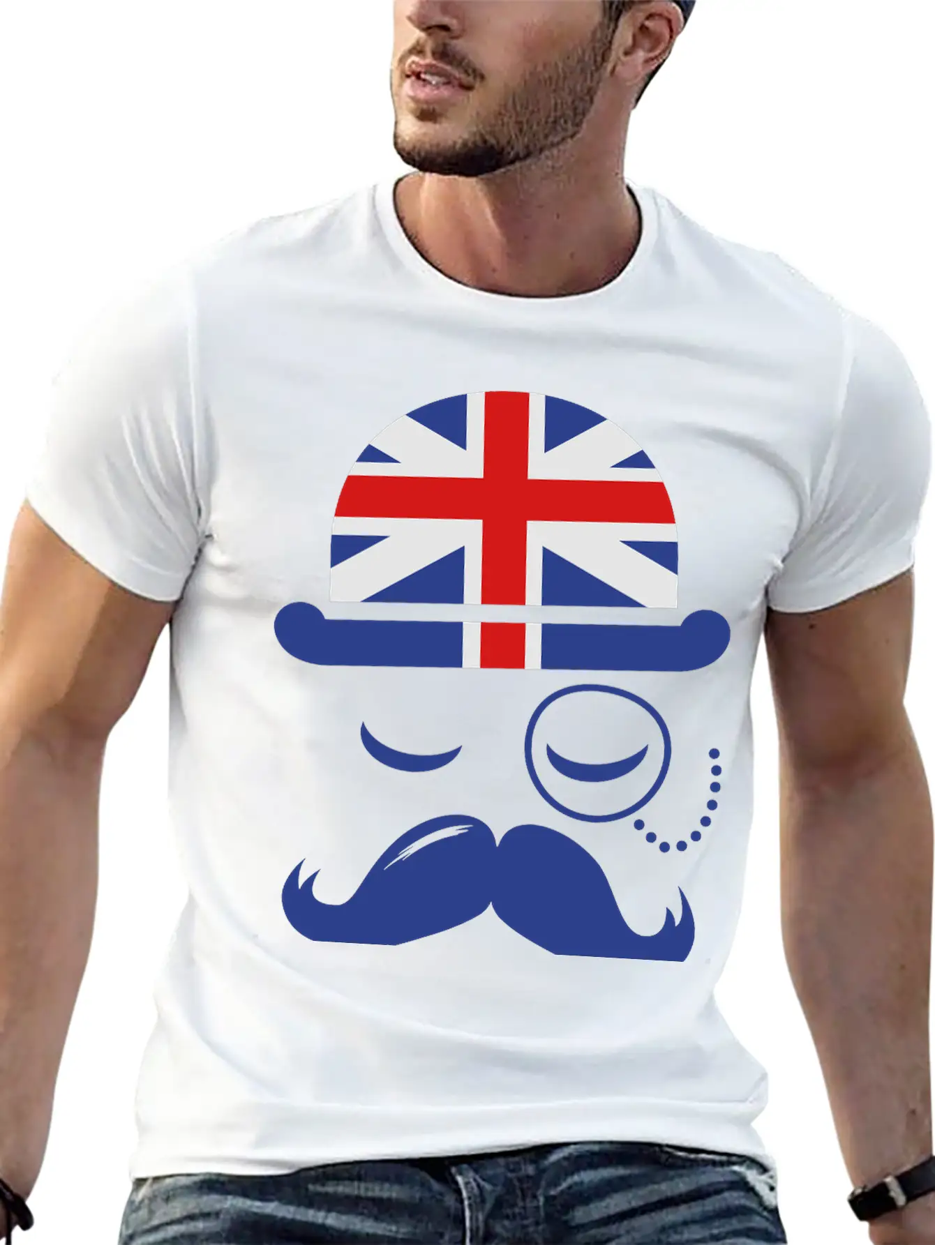 Vintage English Gentleman Sir Boss With Moustache Classic Cotton Tee – Unisex Comfort For Any Season