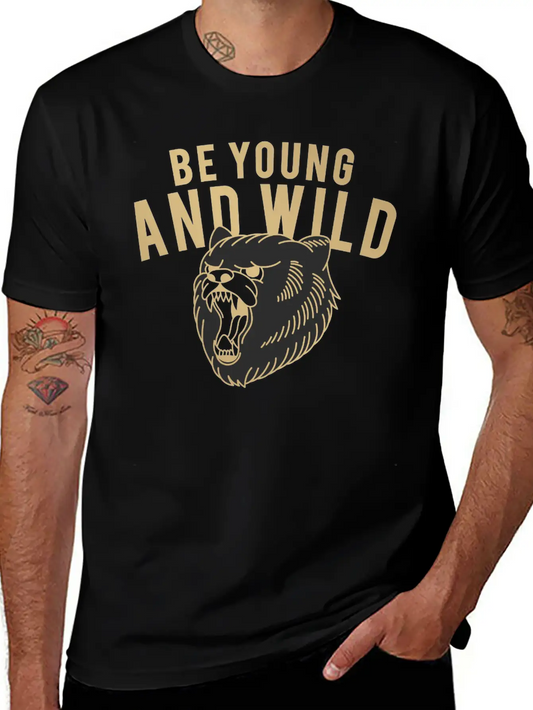 "Young & Wild Roar" Basic Graphic T-Shirt – Daily Comfort In Soft Cotton