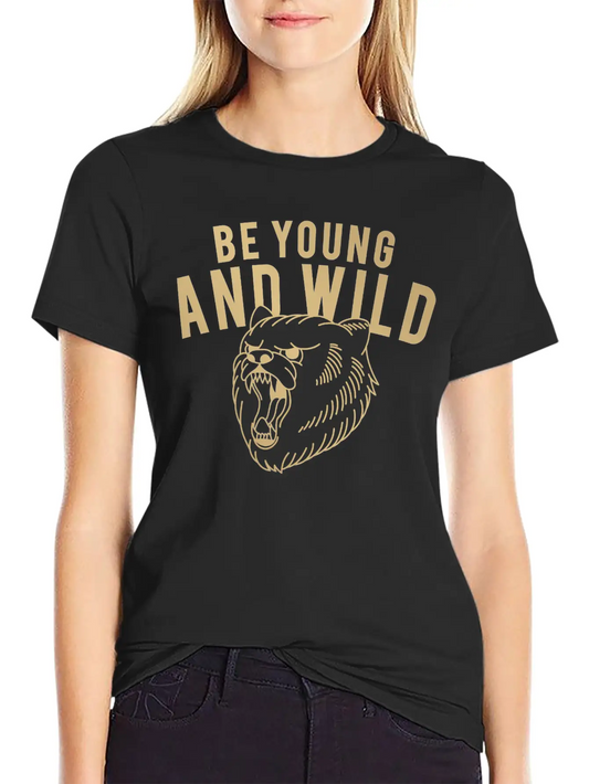 "Young & Wild Roar" Basic Graphic T-Shirt – Daily Comfort In Soft Cotton